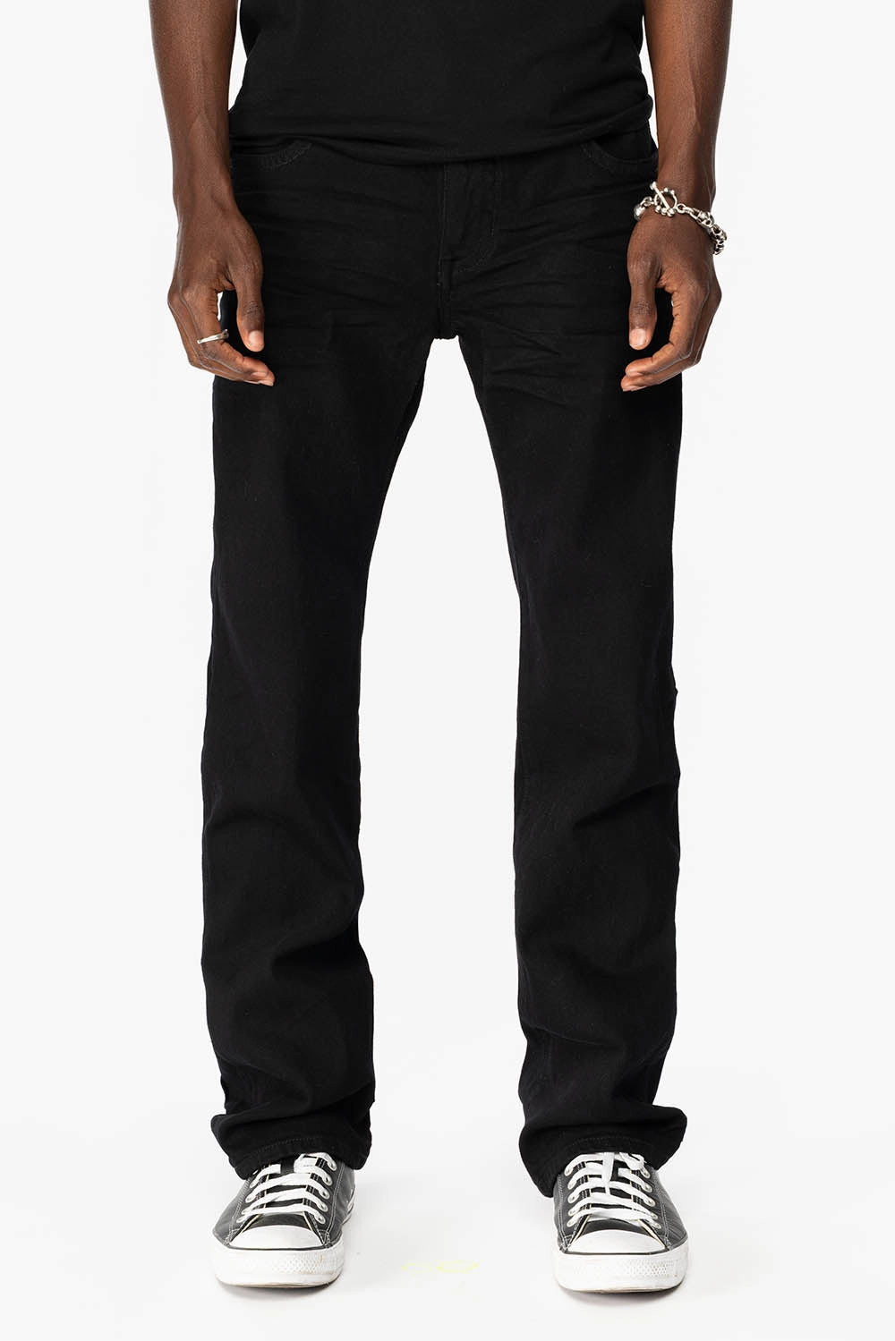 Foundation Piece Breathable fabric KILLER FLAP MENS STRAIGHT LEG JEAN IN PURE BLACK