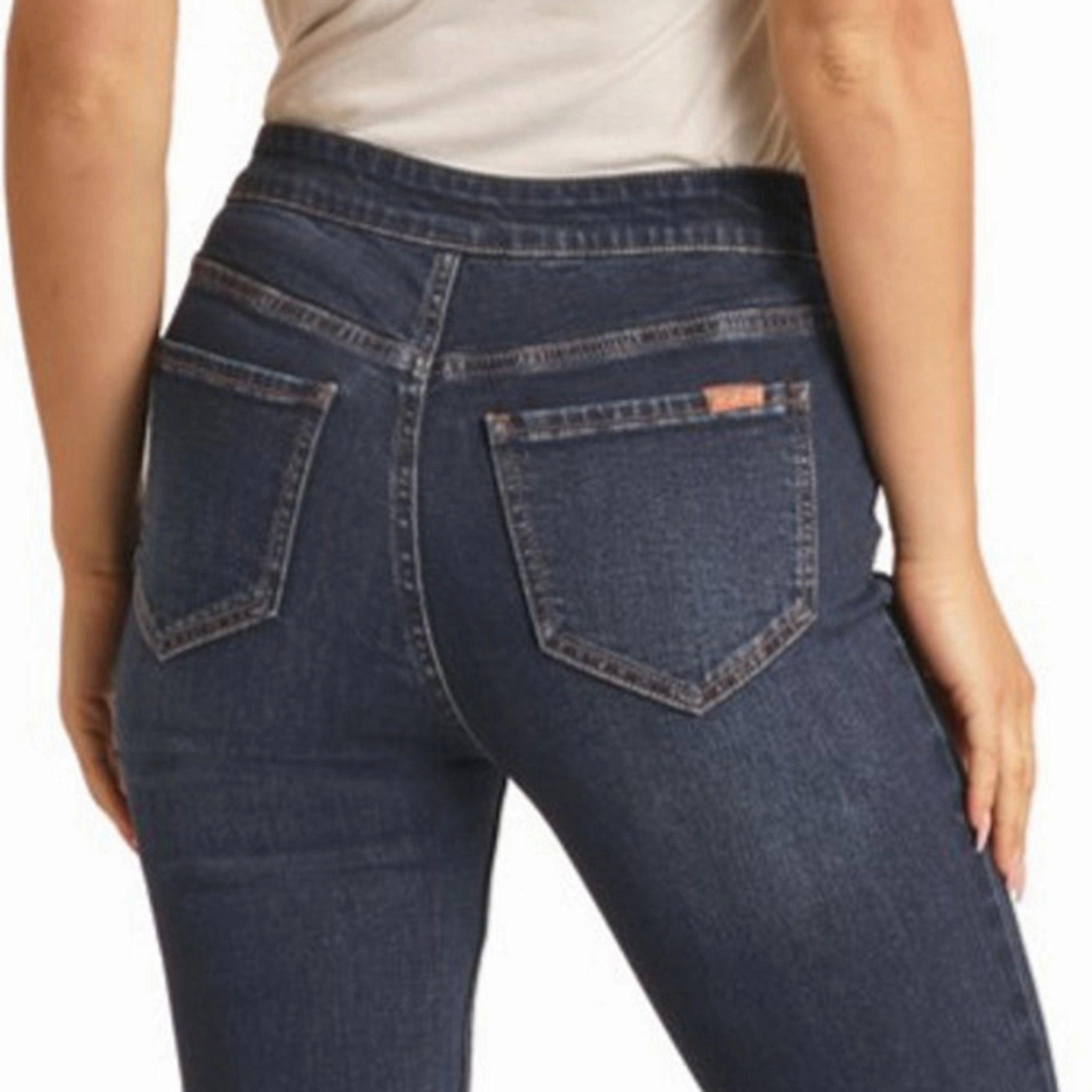 Casual Comfort Cool Classic Rock & Roll Cowgirl Dark Wash Flare Jeans