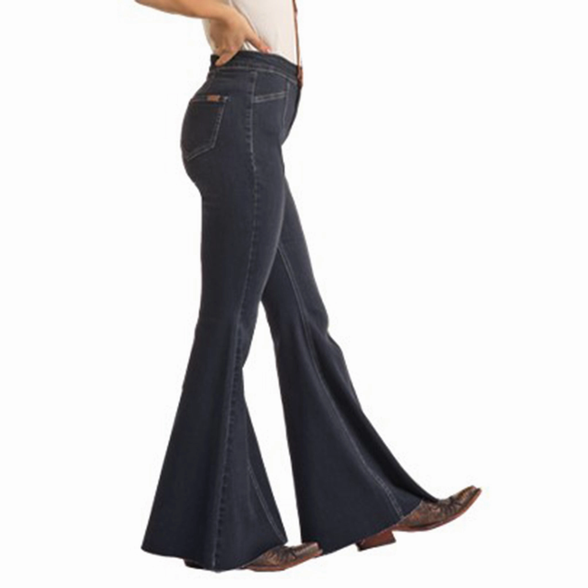 Rock & Roll Cowgirl Front Seam Bell Bottom Jeans No Fuss Wear