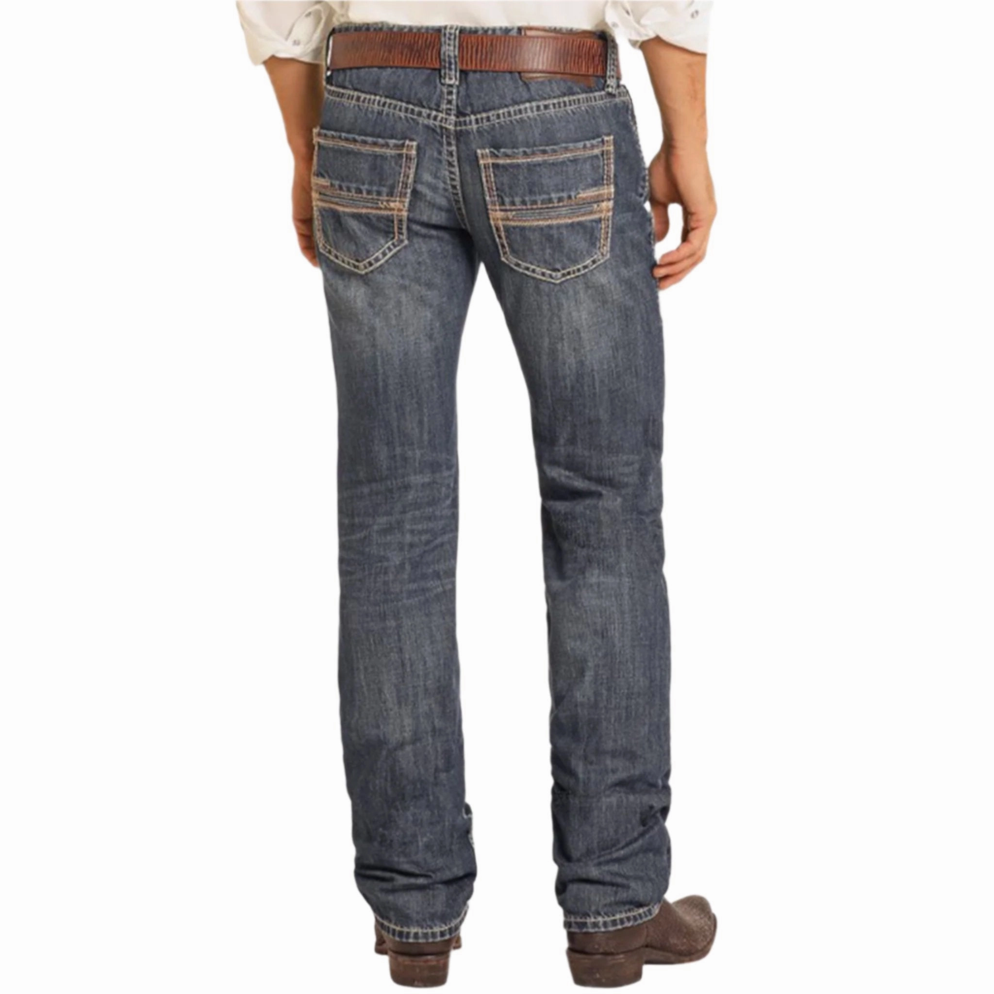 Stylish Silhouette Rock & Roll Men's Dark Vintage Pistol Stack Jean
