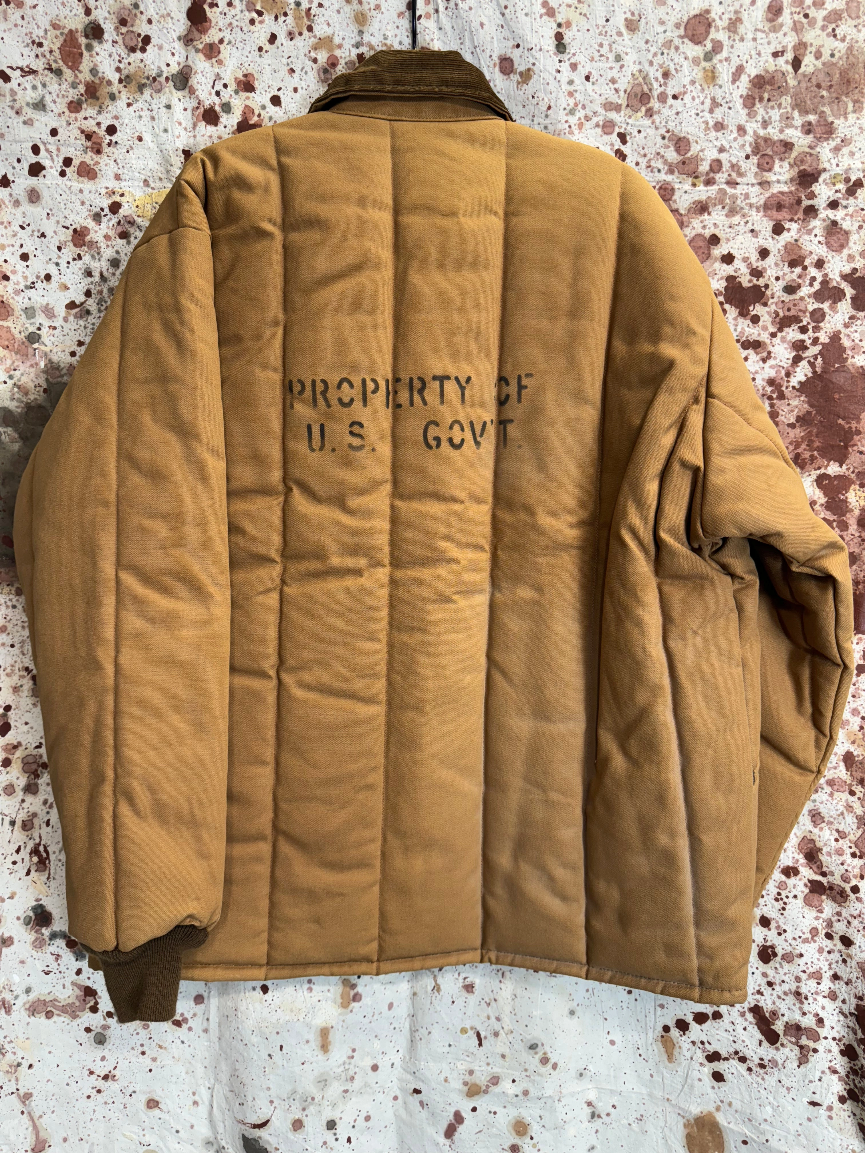 Vintage USA 1970's Deadstock KEY Government Quilted Work Jacket w/ Stencil (JYJ0324-129) Ergonomic Mobility Cut