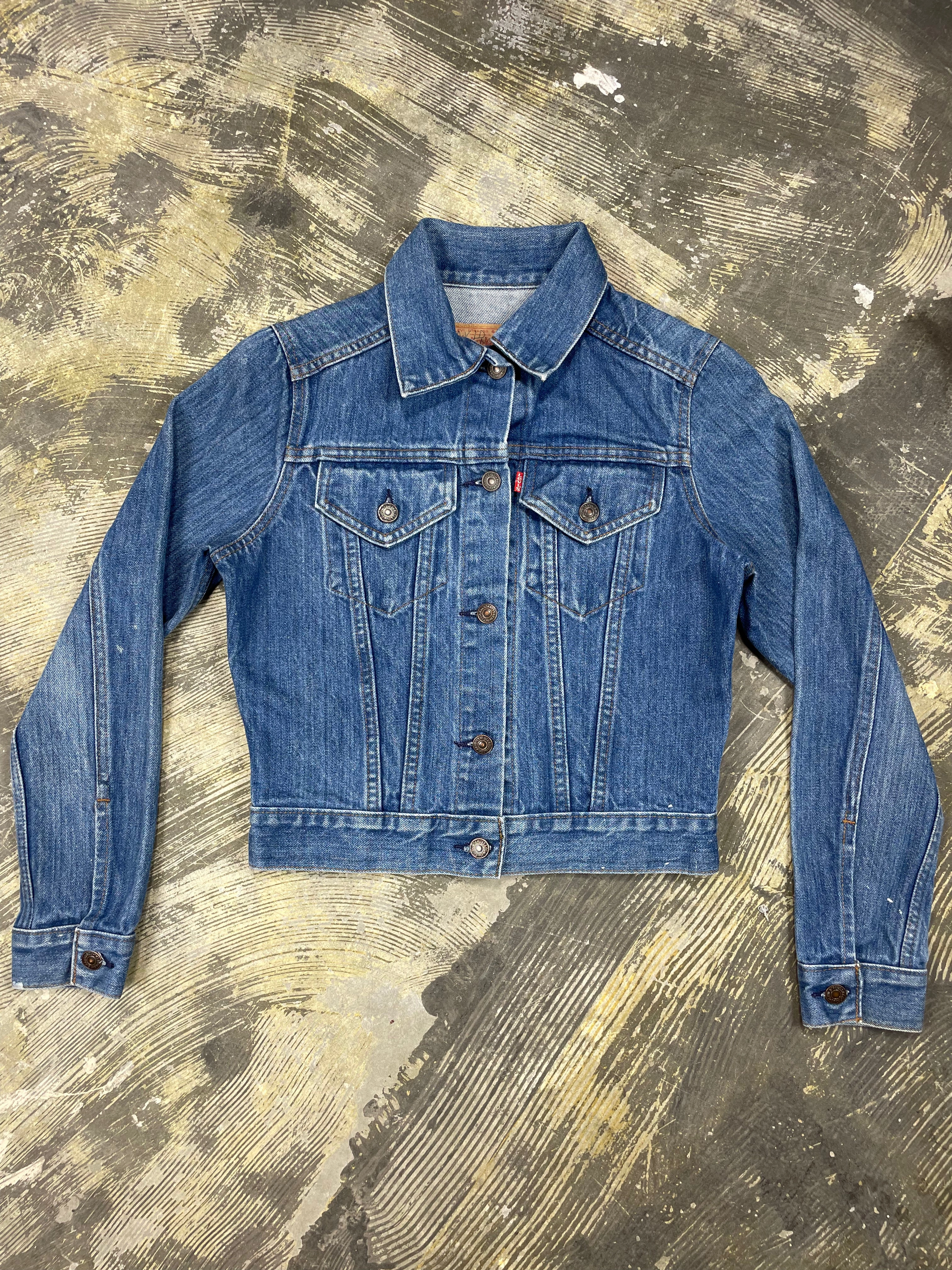 Cozy Texture Vintage USA Levi 2 Pocket Indigo Denim Trucker Jacket (JYJ-145)