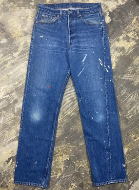 Vintage USA Levi 501 Premium Wash & Paint Denim Jeans (JYJ-0315) Comfy Waist Fit