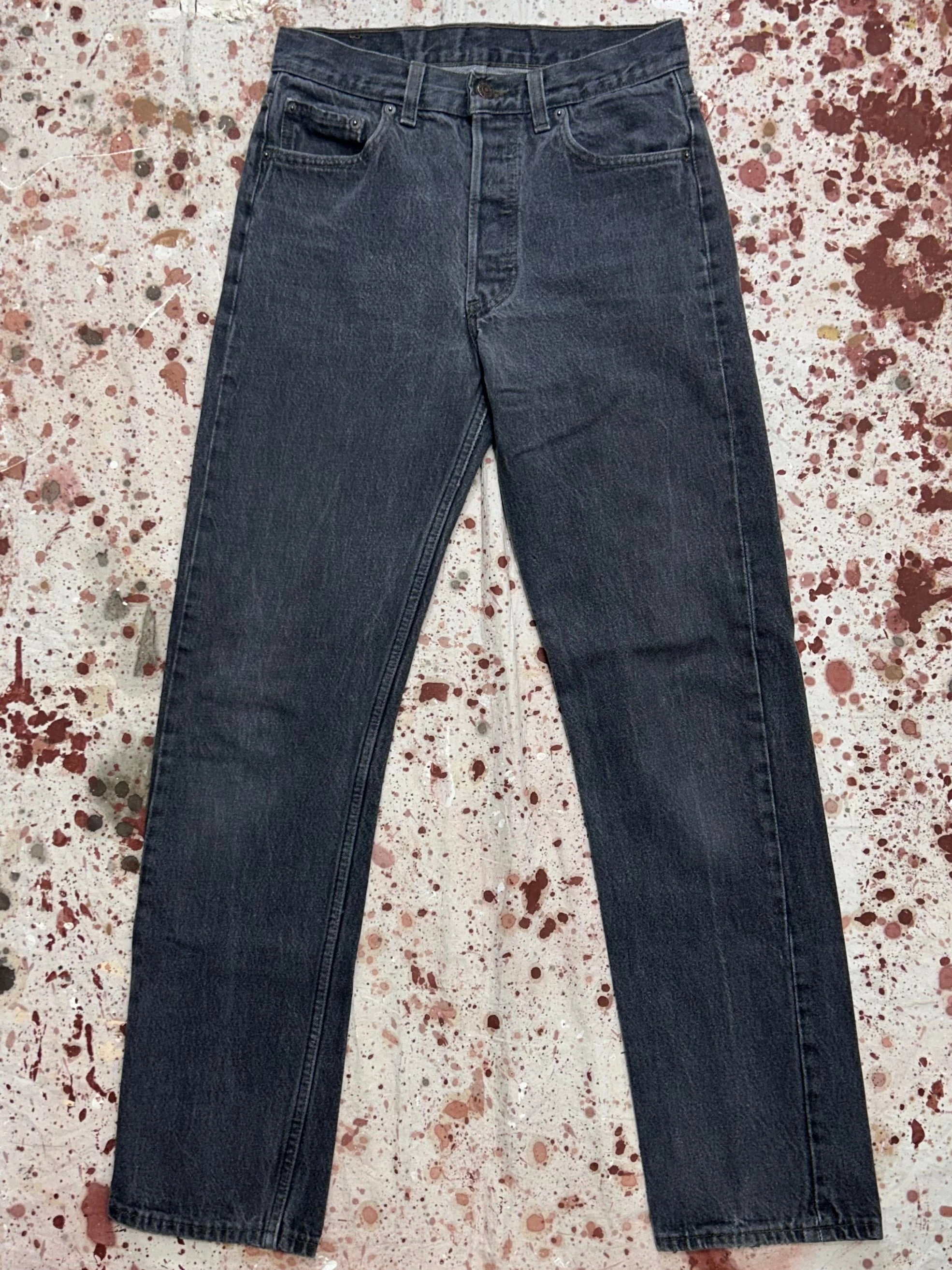 tailored look Flexible Match Vintage USA Levi's 501 True Black Denim Jeans (JYJ0924-286)