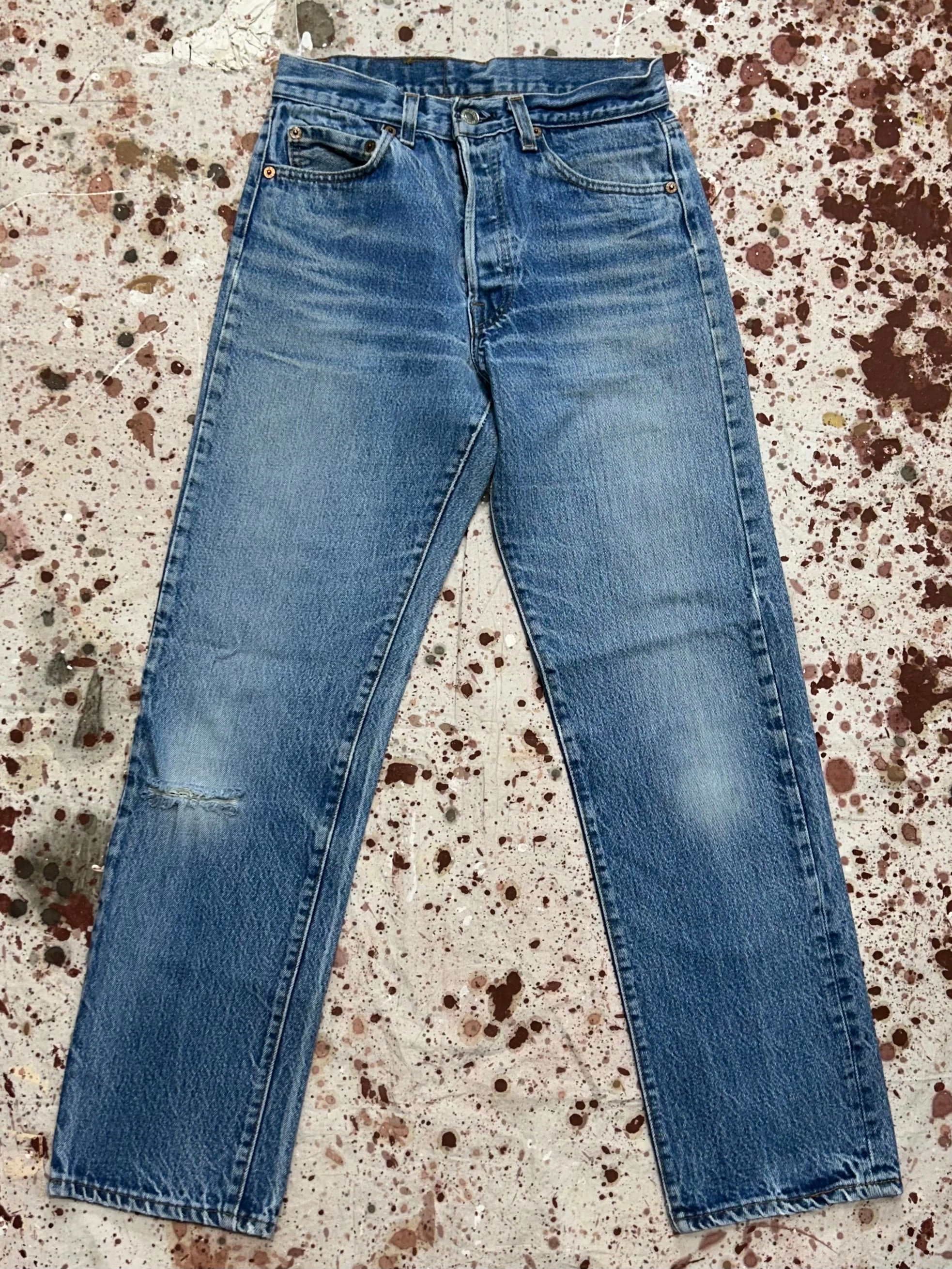 Vintage USA Levi's 80's Black Bar Tac Pockets Superwash 501 Denim Jeans (JYJ0924-308) Teen Outfit Night Out Party Look