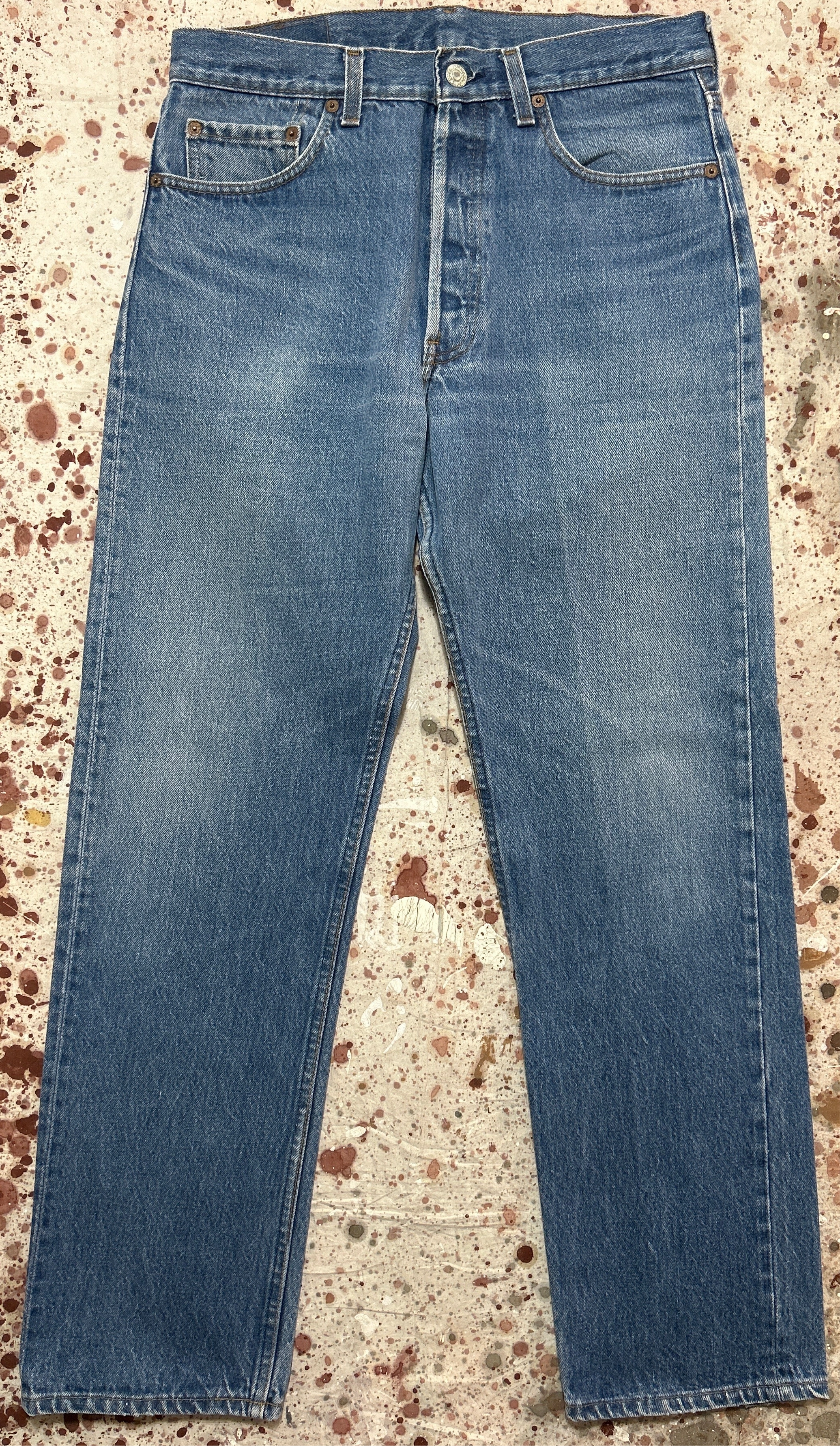 Vintage USA made 501 Transitional Tag, Super Wash, Denim Jeans (JYJ-3725) Classic Casual