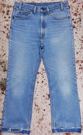 Outfit Formula Vintage USA Made Levi 517 Orange Tab Premium Wash Busted Cuff Denim Jeans (JYJ0124-026)