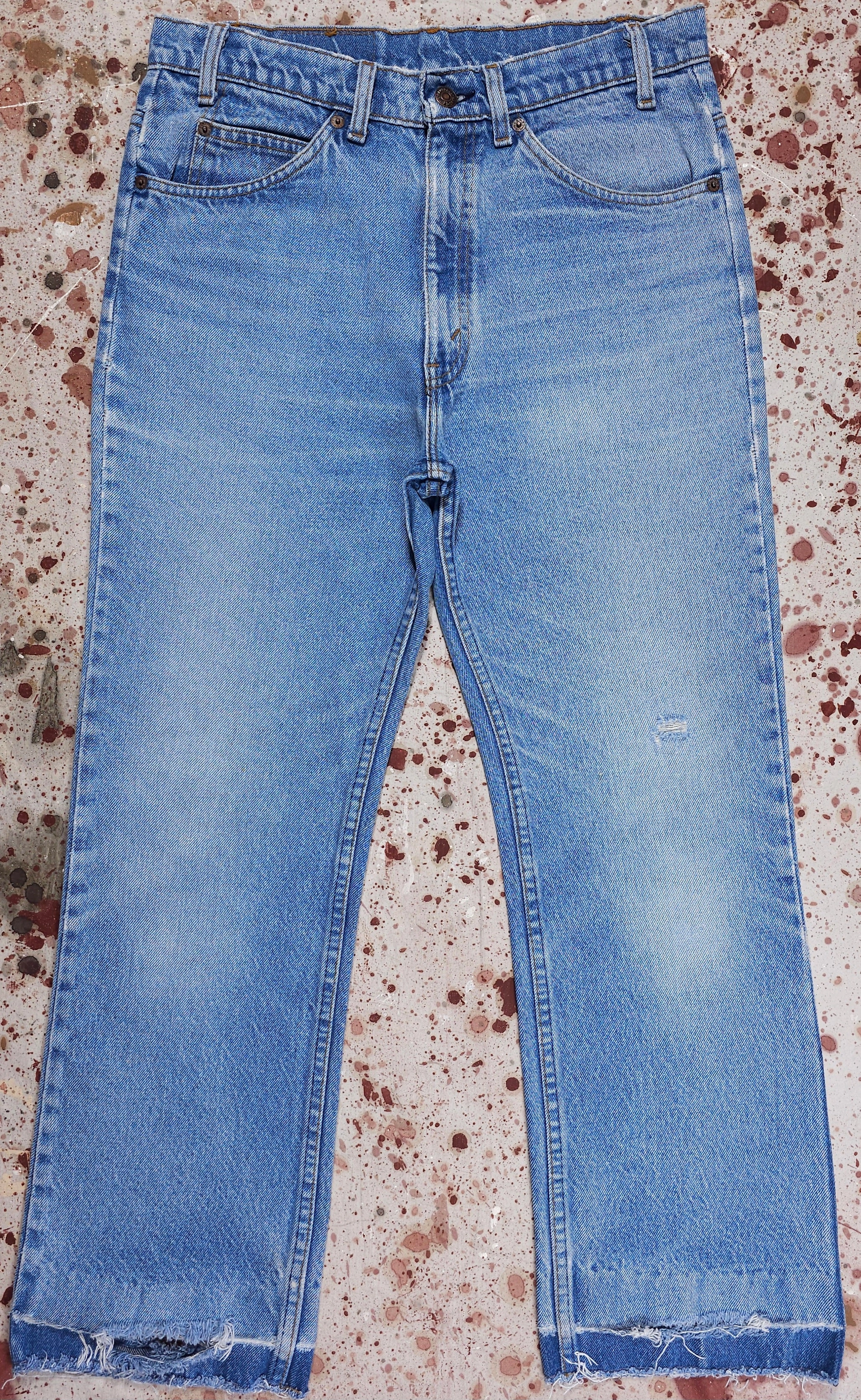 Outfit Formula Vintage USA Made Levi 517 Orange Tab Premium Wash Busted Cuff Denim Jeans (JYJ0124-026)