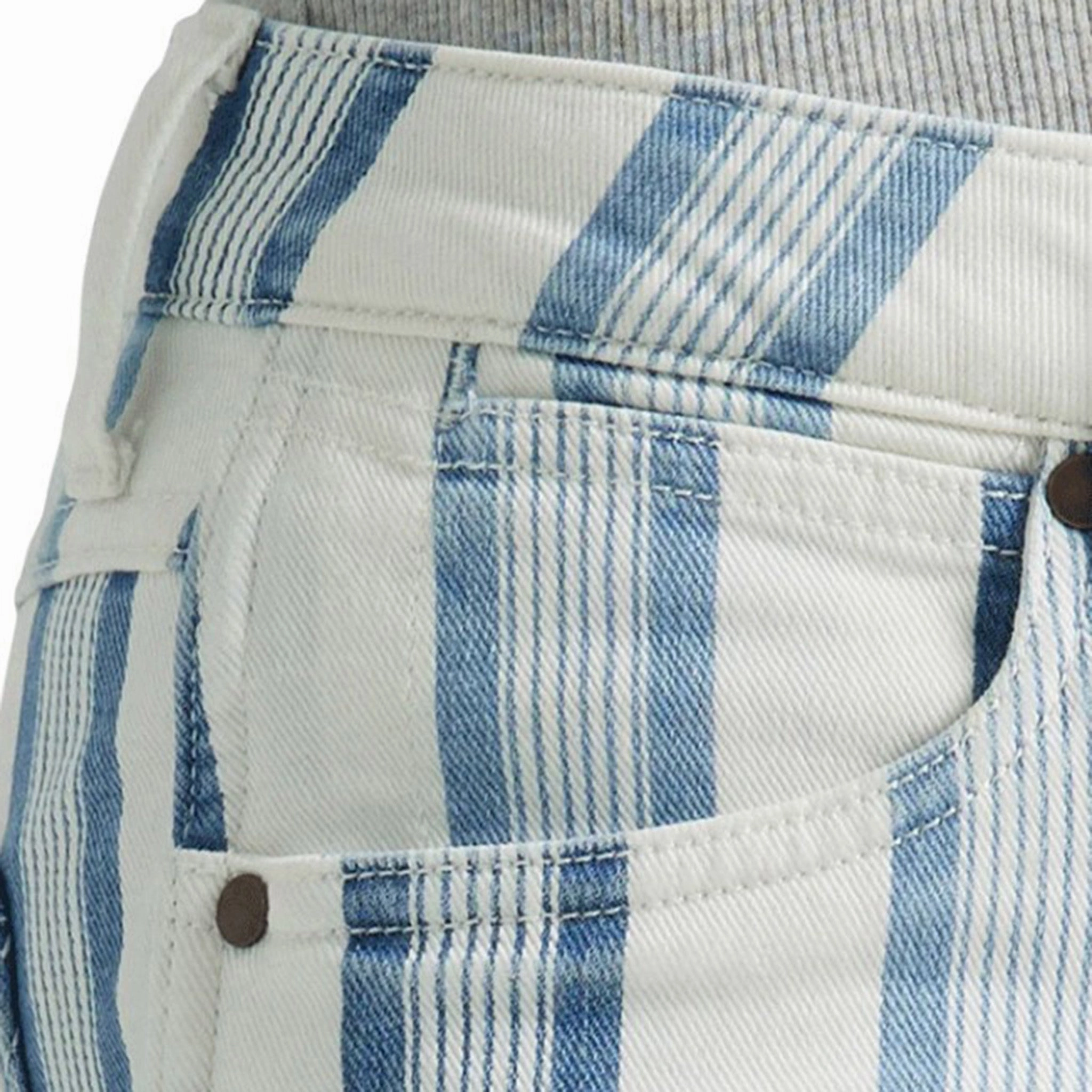 Simple Attire Wrangler Blue & White Stripe Flare Jeans