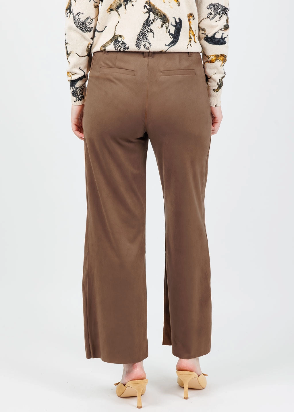 Outdoor Fit Vionette Vegan Suede Wide Leg Trousers - Lux Camel