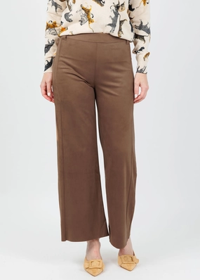 Vionette Vegan Suede Wide Leg Trousers - Lux Camel Comfort Design