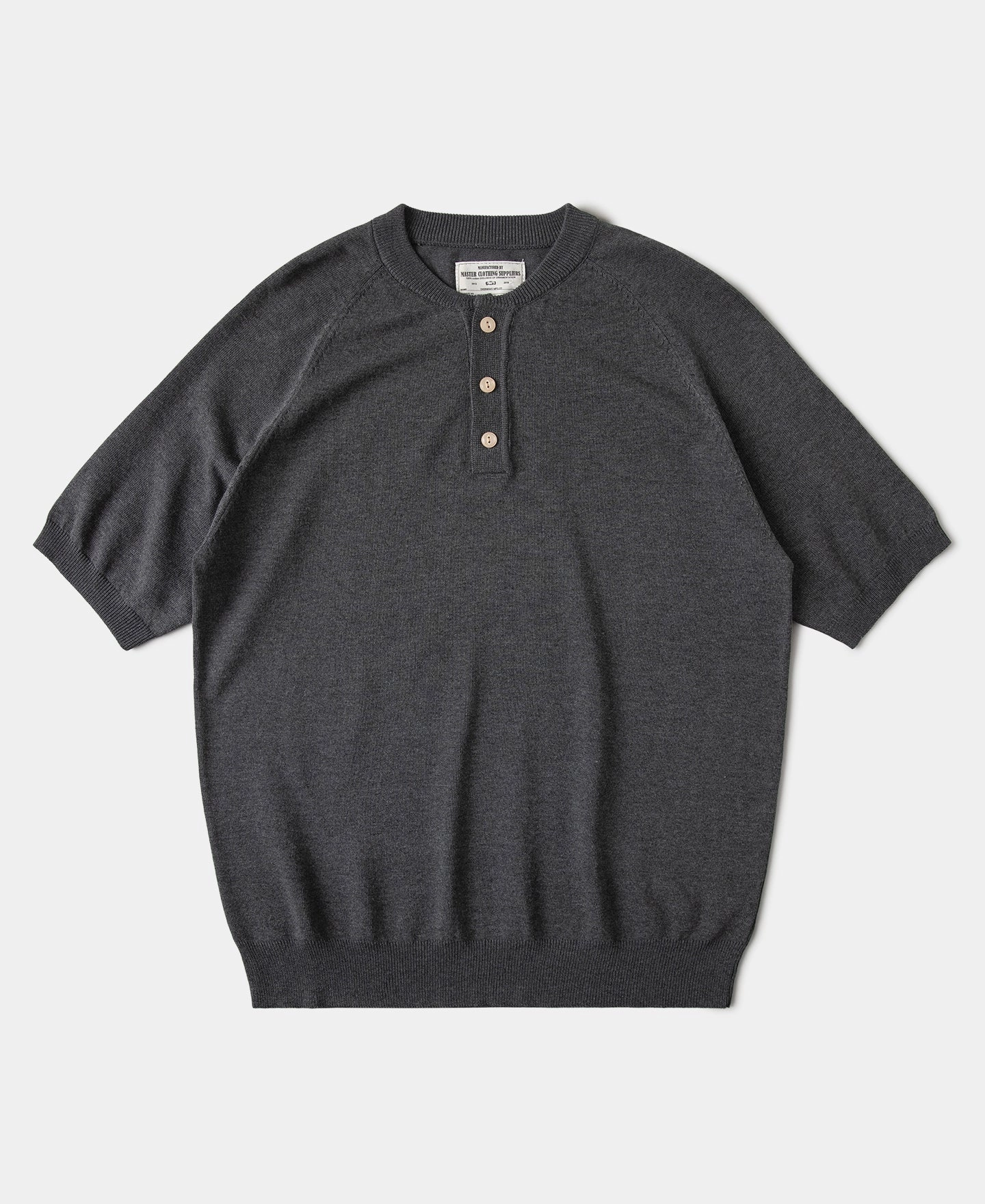 Soft Touch Fit Layered Style Viscose Knit Short Sleeve Henley T-Shirt - Gray