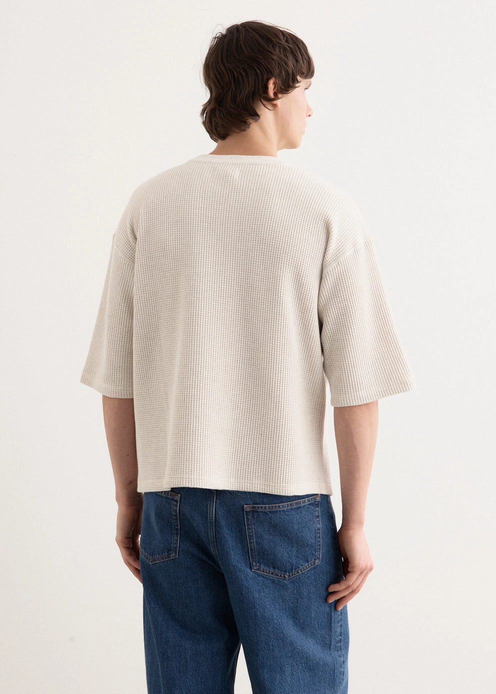 Travel Style Trend Elastic Fit Waffle Half Sleeve T-Shirt