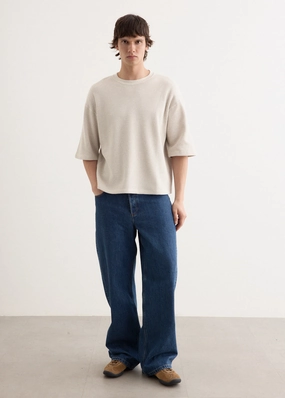 WrinkleFreeFabric Layering Wear Waffle Half Sleeve T-Shirt