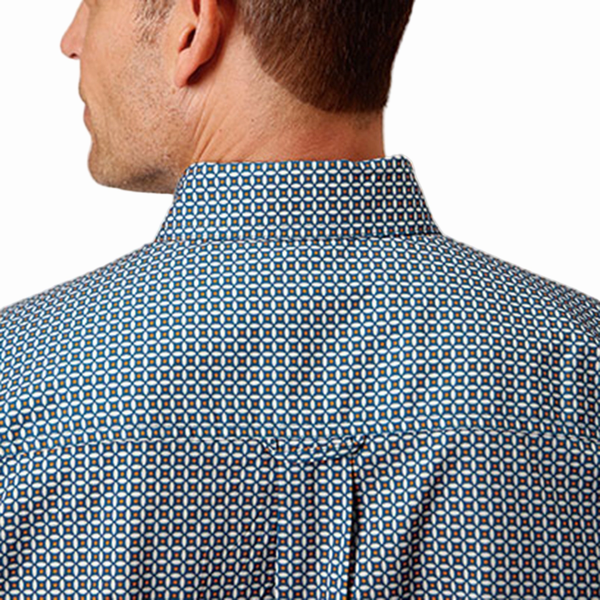 Trendy Fit Active Fit Roper Blue & Orange Geo Print Short Sleeve Shirt