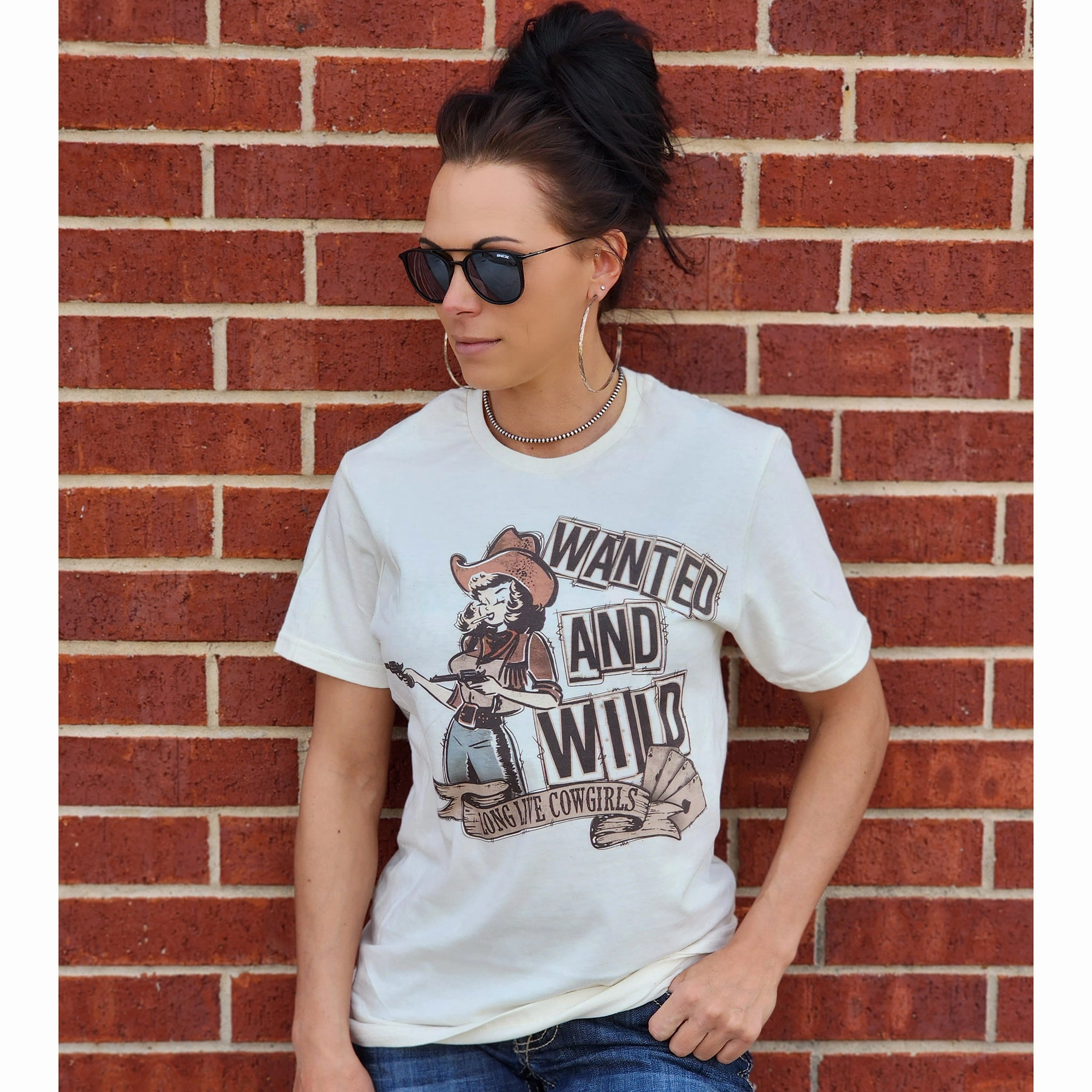 Wanted and Wild Long Love Cowgirls Tee Reflective Trim