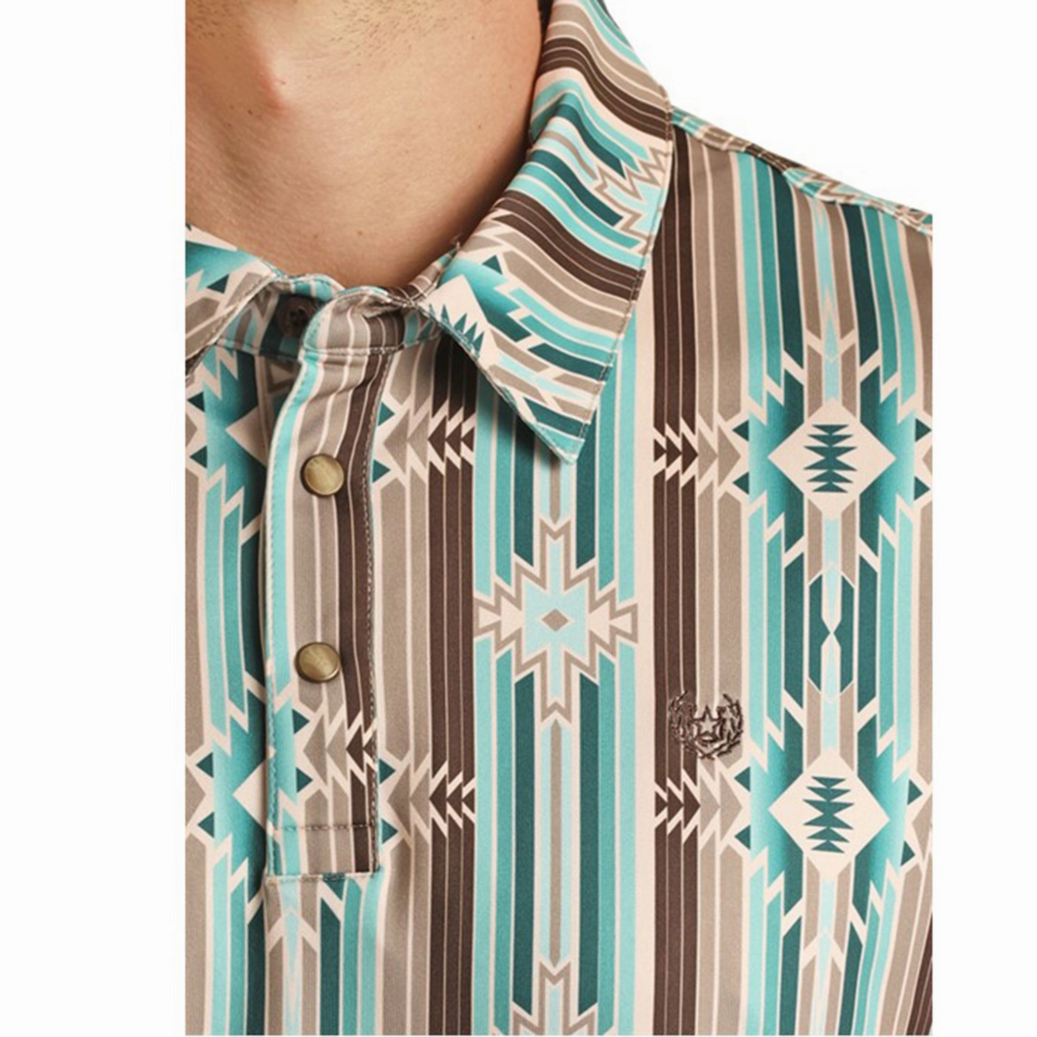 Preppy Vibe Panhandle Men's Turquoise Aztec Stripe Shirt