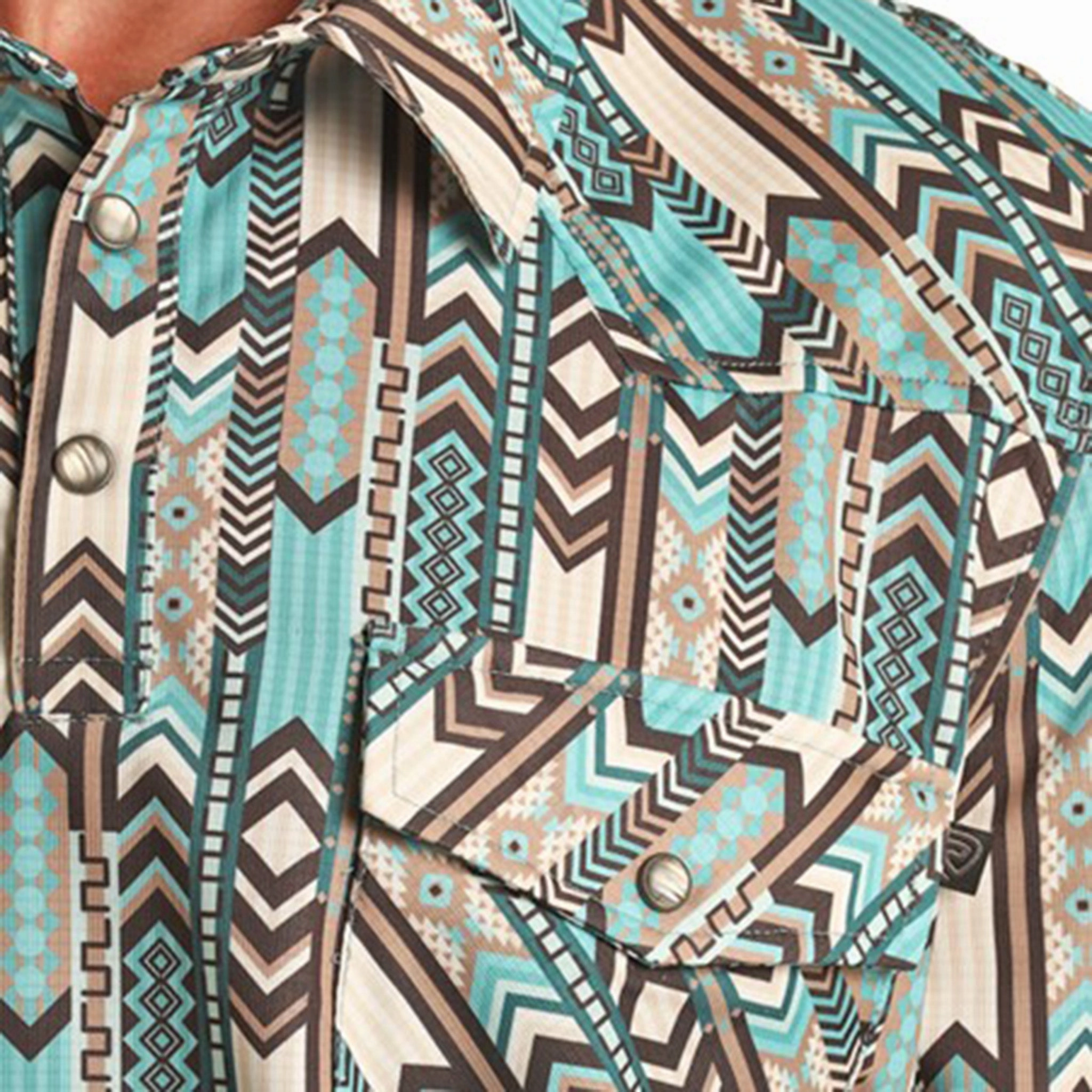 Rock & Roll Men's Turquoise & Brown SW Polo Beach Ready