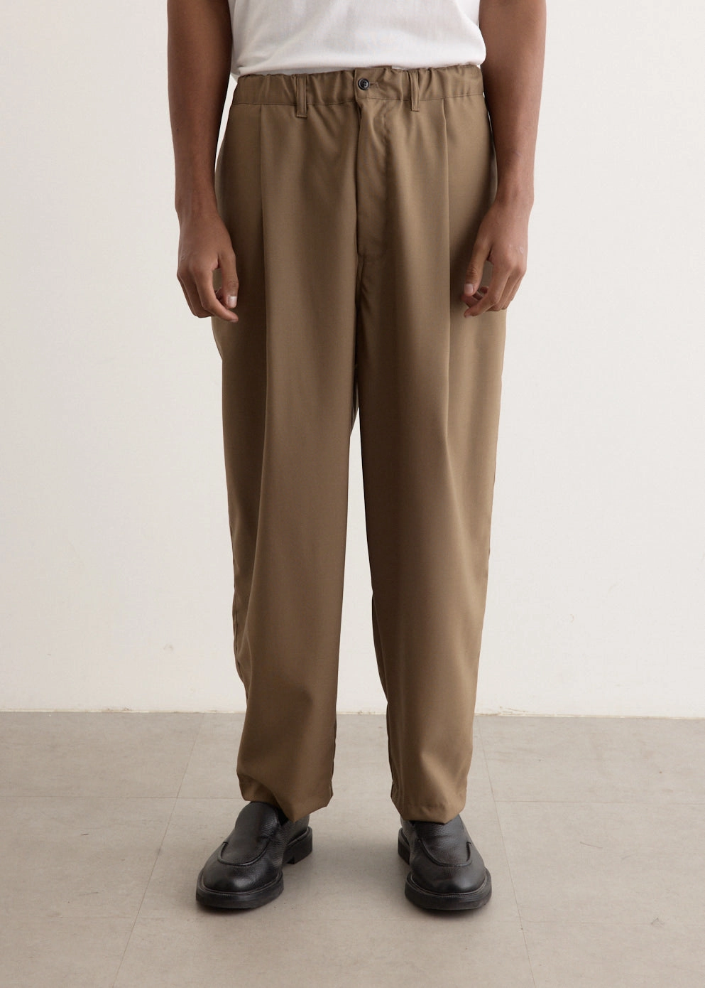 Stretchy Waist Zip Pocket Summer Wool Wide Pants