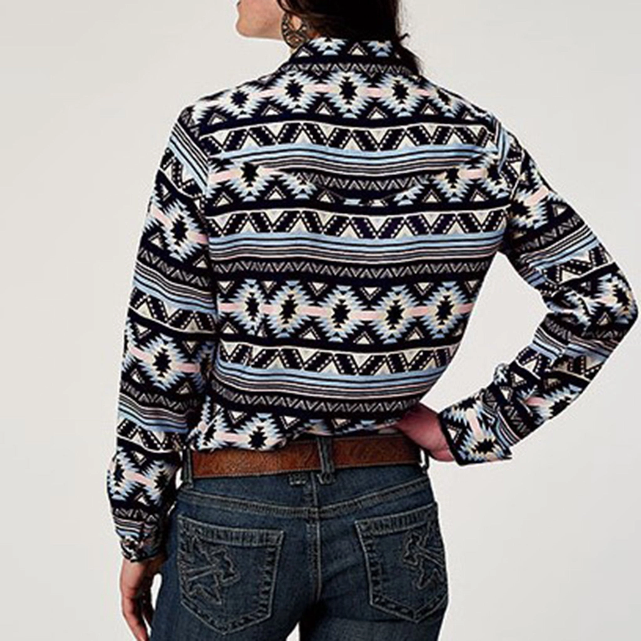 ButterySoftTextile Roper Women's Navy Aztec Long Sleeve