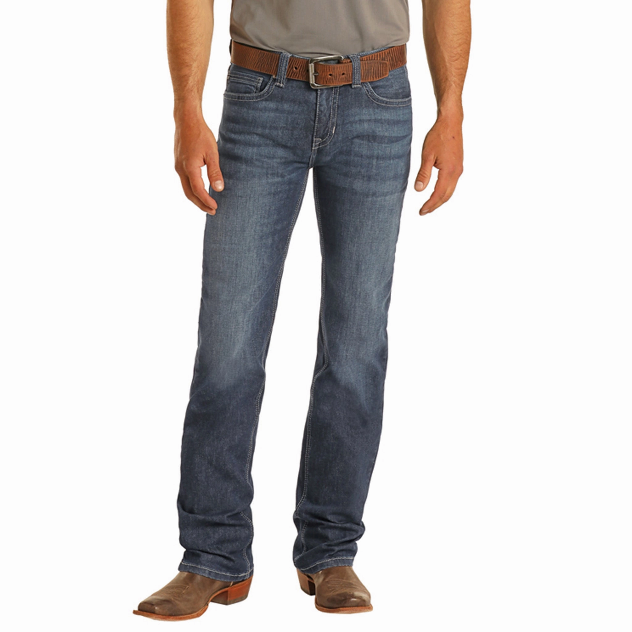 Rock & Roll Regular Fit Straight Leg Dark Wash Stretch Jeans Travel Ready