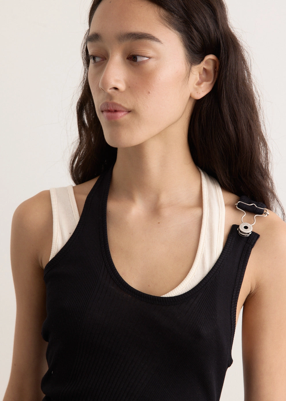 Ribbed Twisted Double Layer Tank Top Formal Wear depth