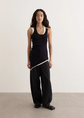 hardness Ribbed Twisted Double Layer Tank Top