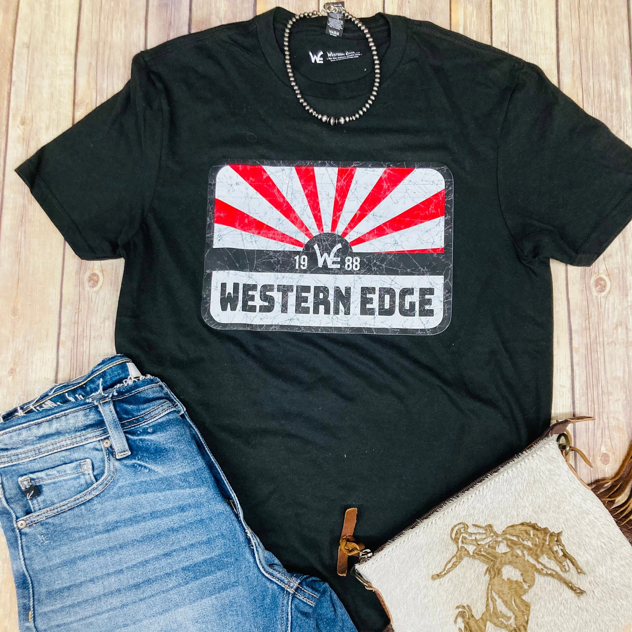 Casual Jacket ContouredPanels Western Edge Black Logo Tee