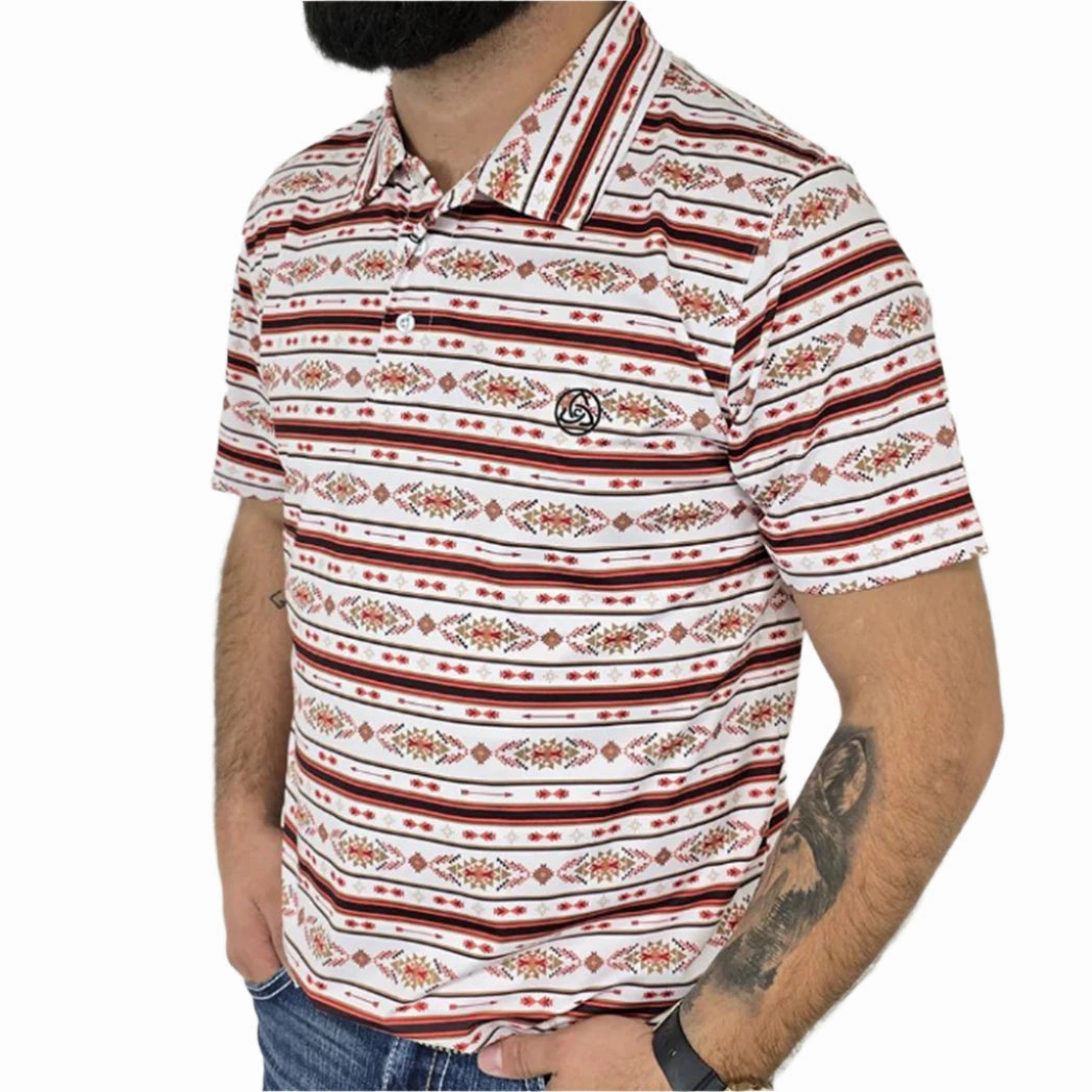 Lightweight Layers Graduation Ceremony White, Orange and Tan Aztec Polo