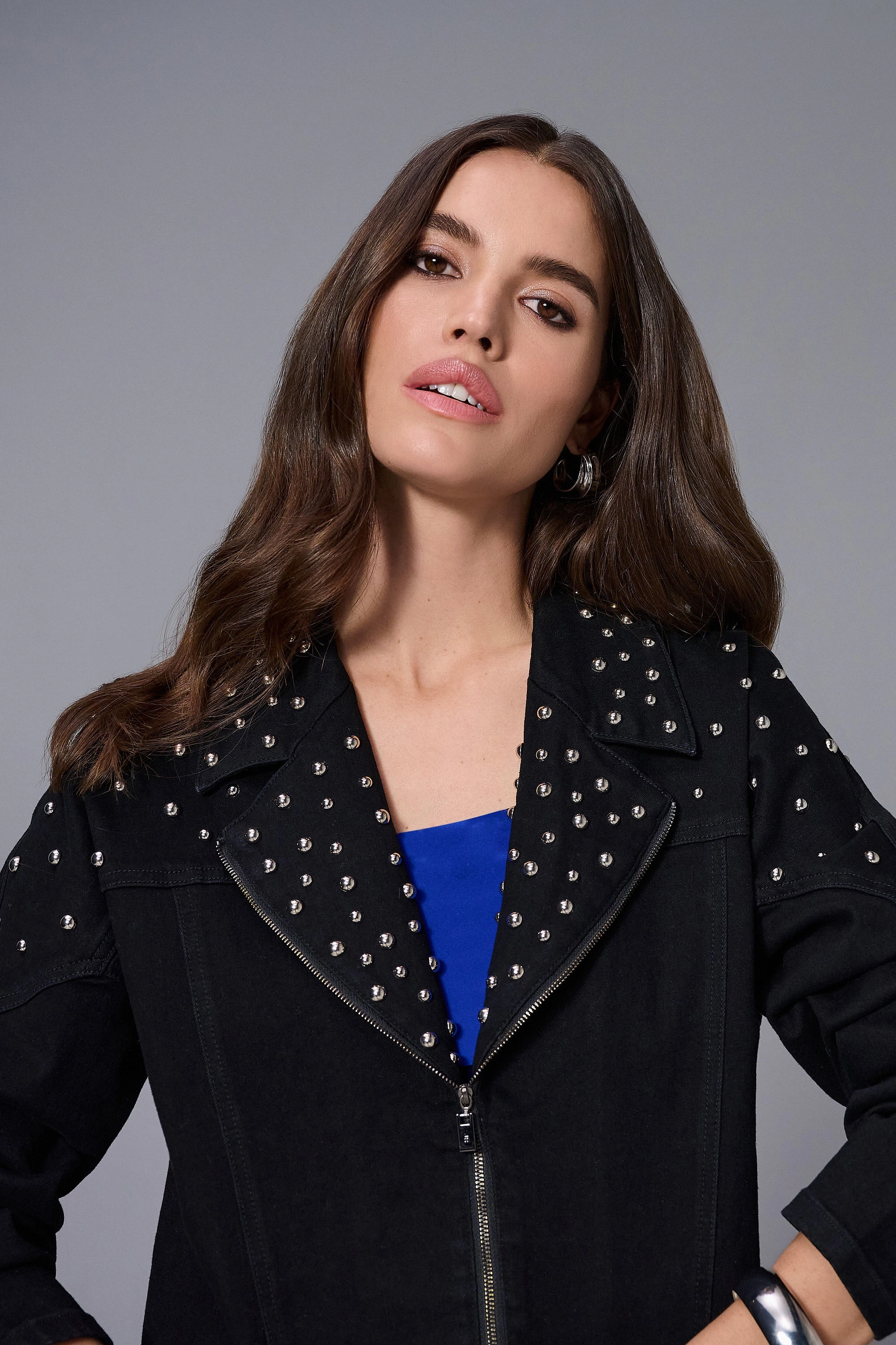 Ultra Soft Handfeel Windproof Barrier Suzie Studs Jacket - Black