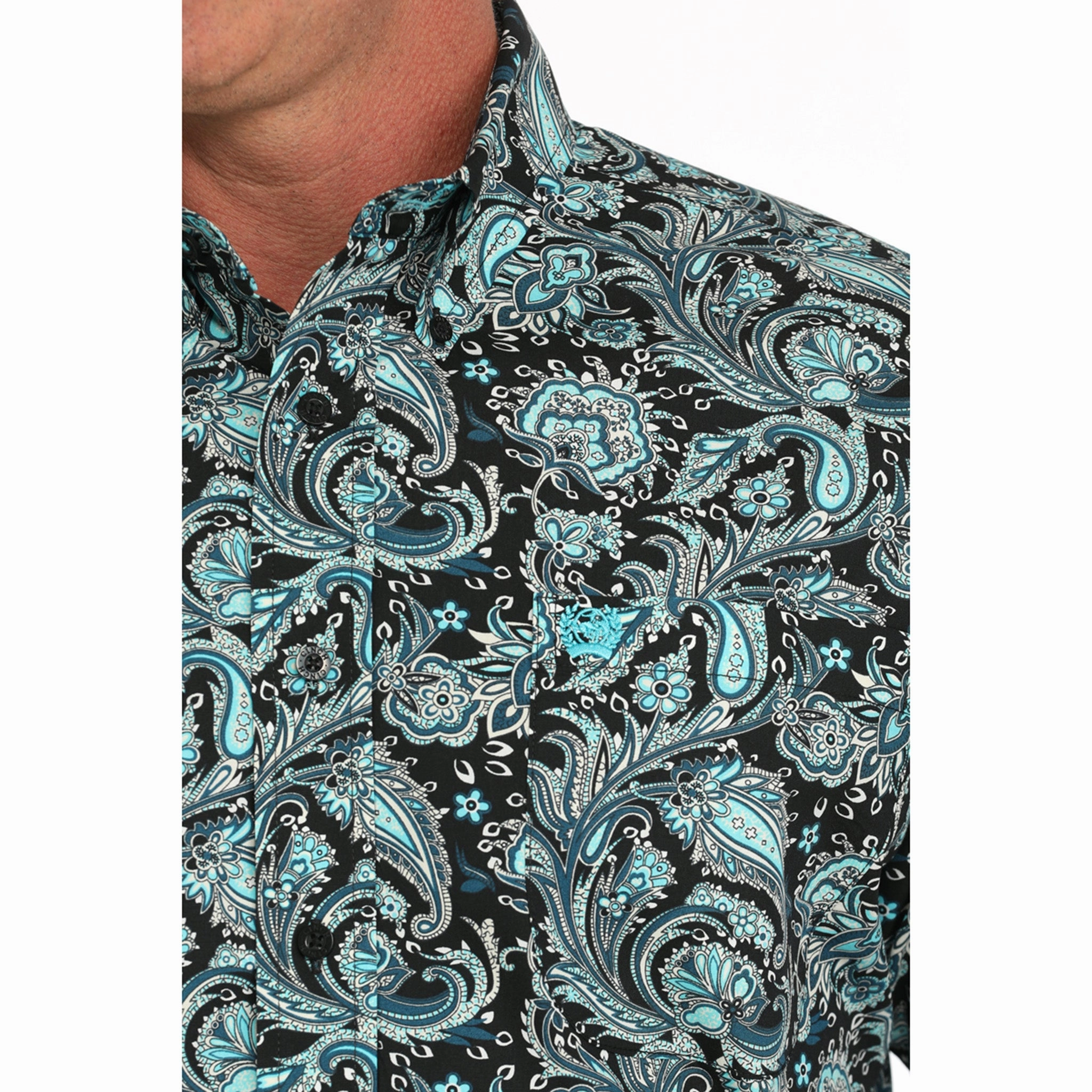 Cinch Men's Paisley Print Shirt Smooth Cotton Blend Relaxed Comfort