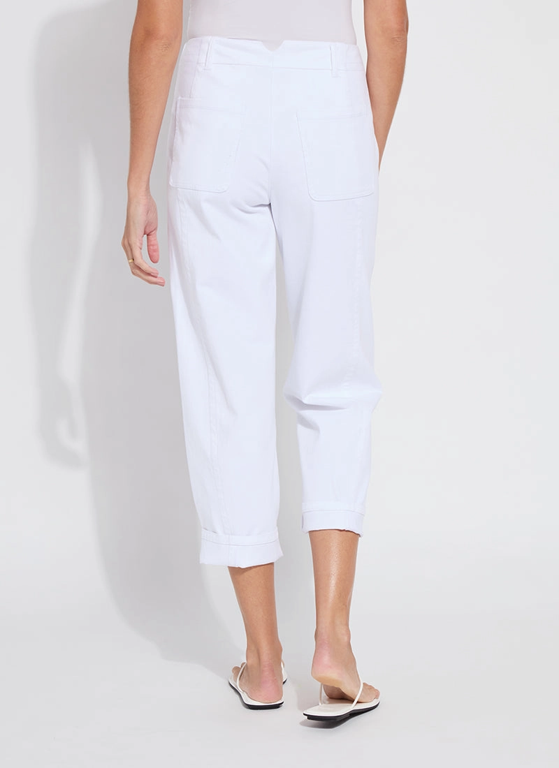 RecyclablePackaging Winslet Cuffed Barrel Crop Denim - White