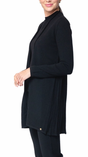 Layering Comfort Heathered Effect Amely Shawl Collar Mid-Length Cardigan - Black / Fall Pre-Order