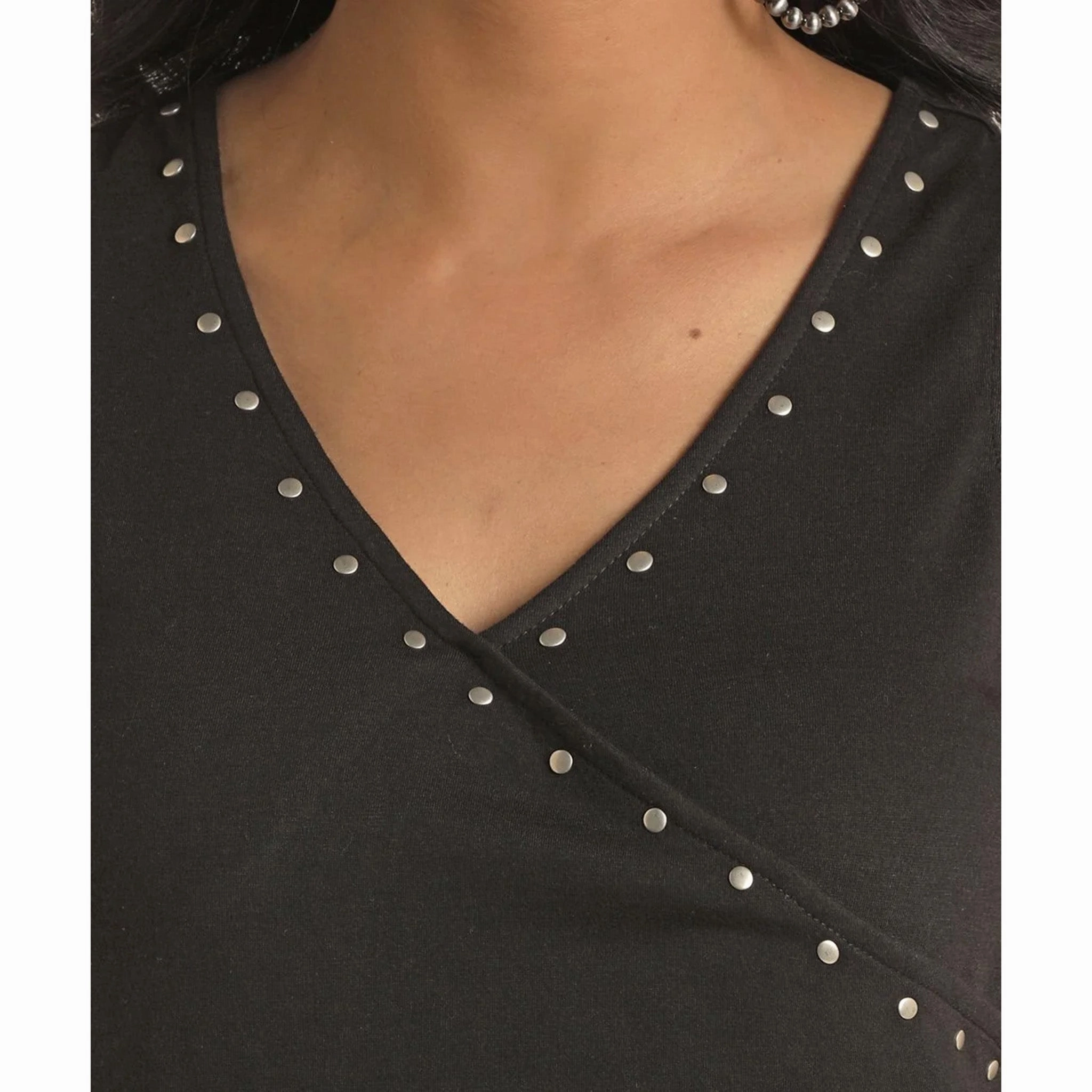 Ethical production Relaxed Sweatshirt Women's Black Studded Tank -Shirt is sewn different need picture