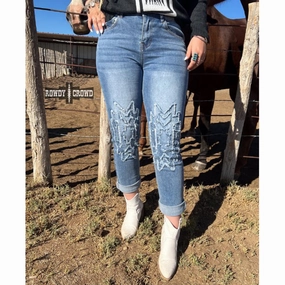 Casual Friday Versatile Weekend Warrior Smooth Women's Blue Aztec Designer Jeans