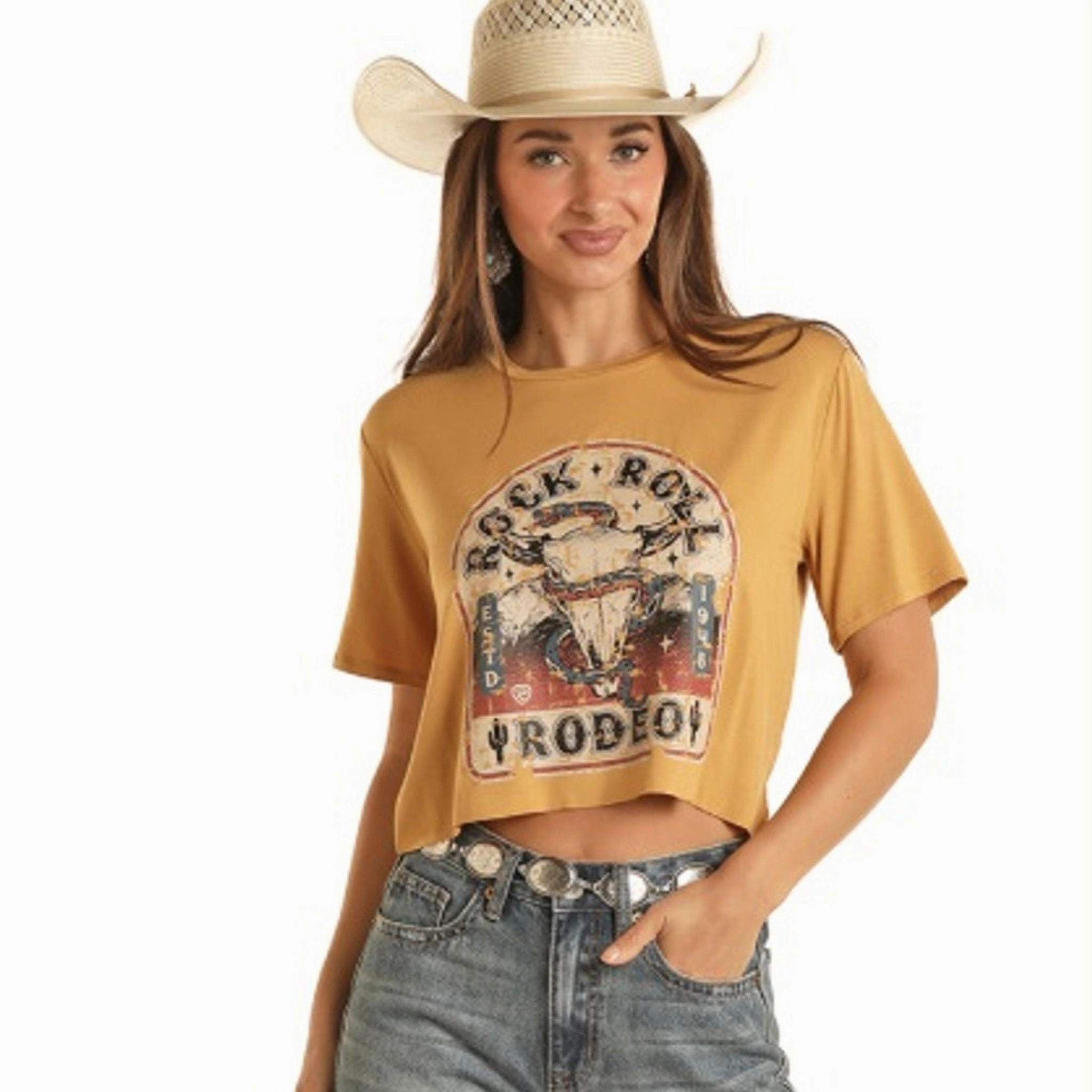 AntiSnagYarnProcessing Women's Mustard Rock & Roll Rodeo Tee