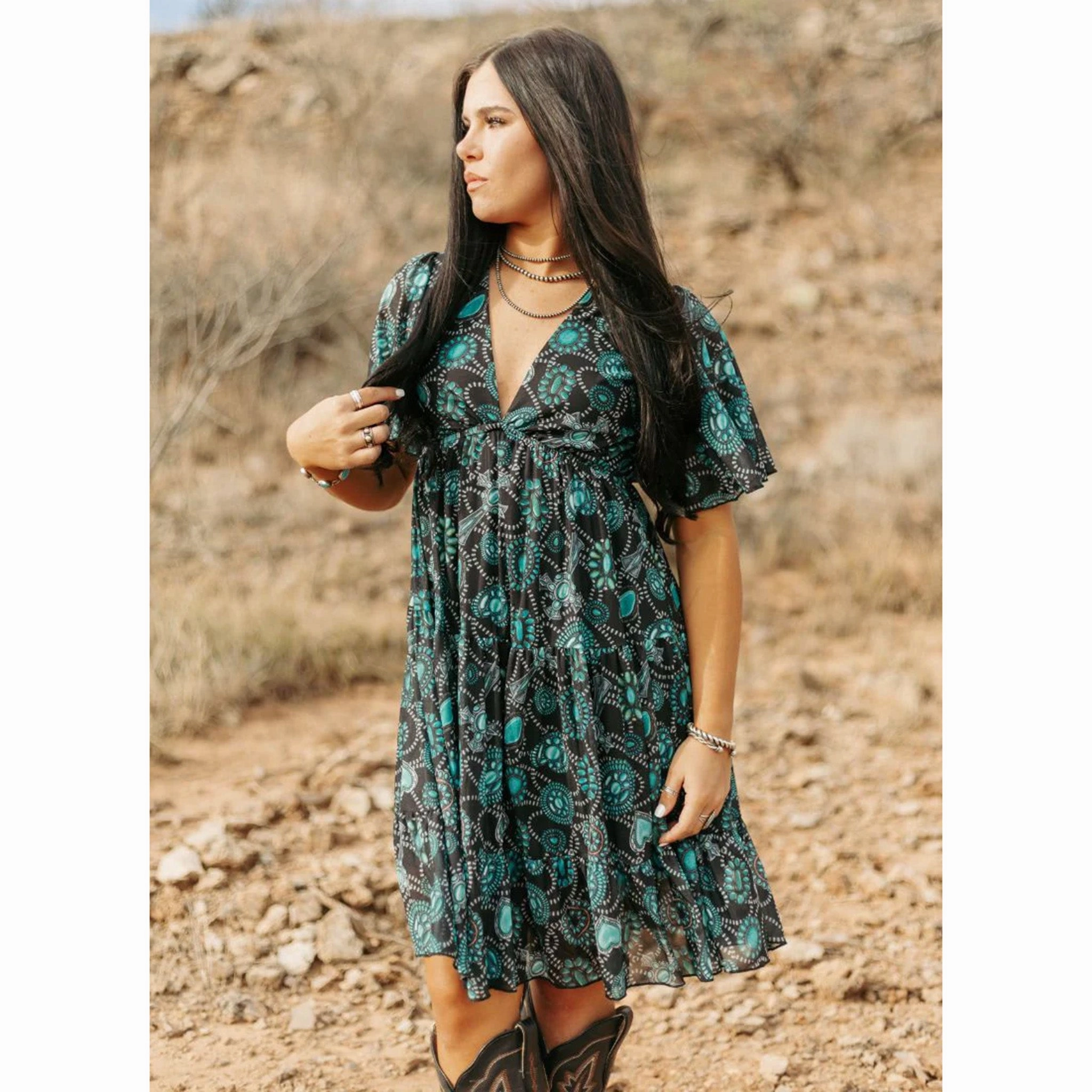 Women's Navajo Country Concho Dress Smart Texture Cozy Energy