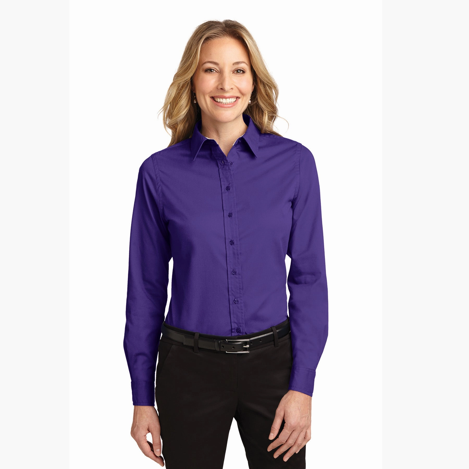 Raw Edge Finish Women's Solid Purple Long Sleeve