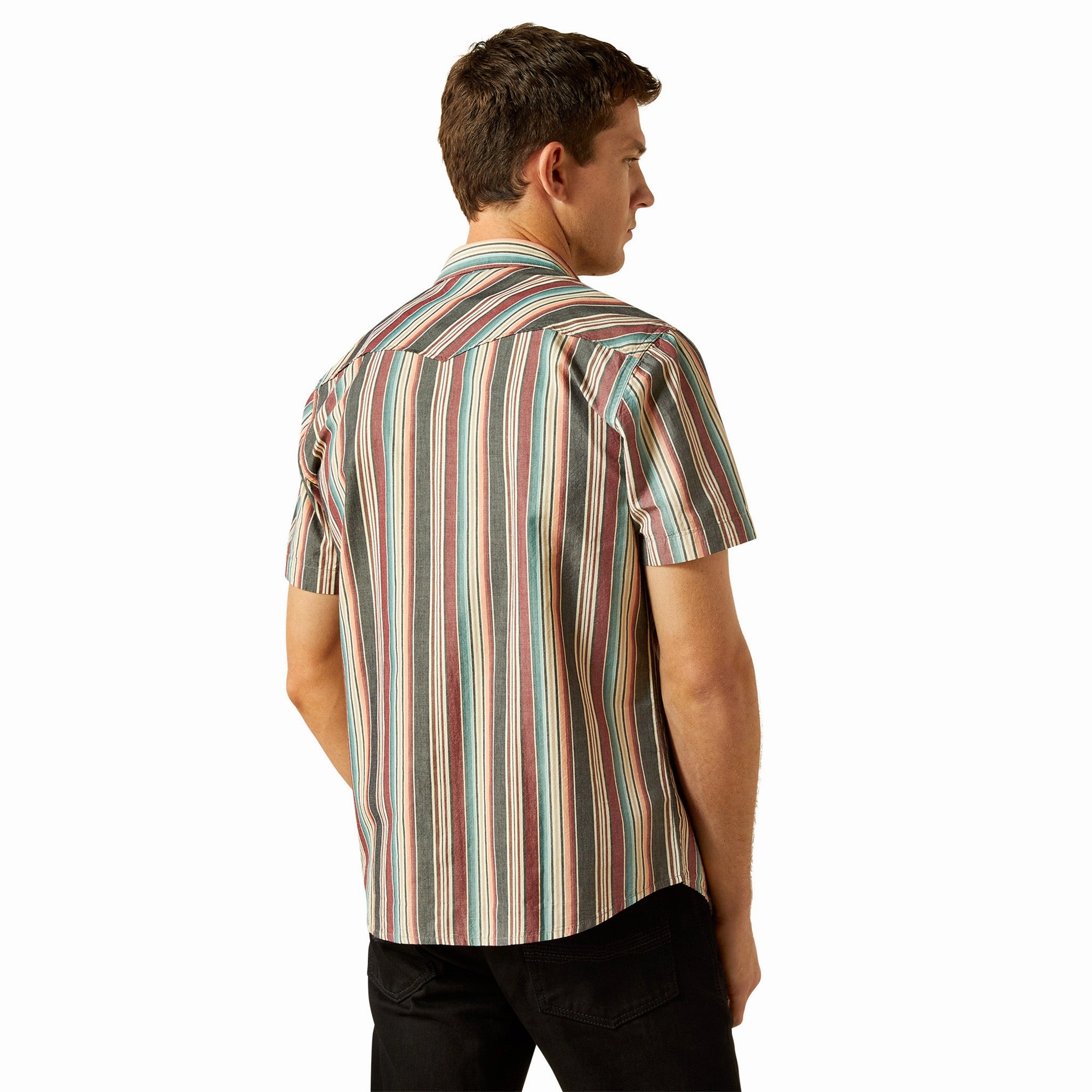 Ariat Men's Haven Retro Multi Stripe Short Sleeve Shirt Sporty Look Chill Fit