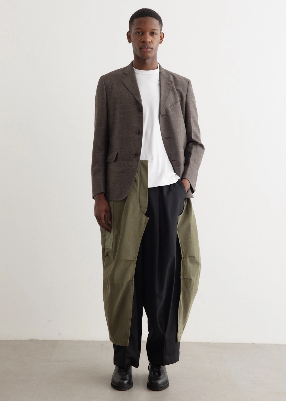 Wool Check x Cargo Pant Tailored Coat Anti Static Weave Bonded Seam Construction