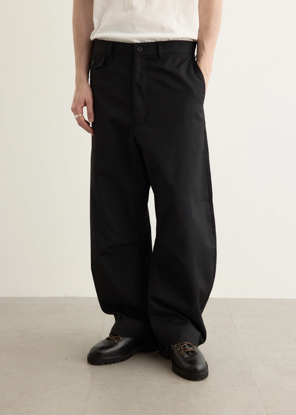 Adaptable Fit Wool Polyester Twill Wide Pants