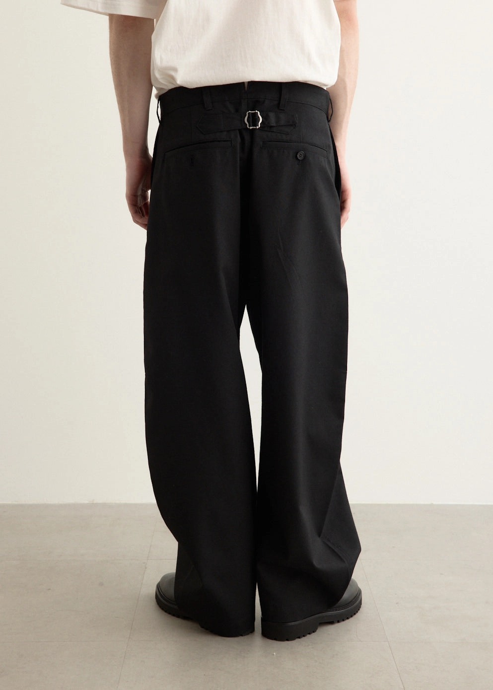 Comfy Wearable No Sagging Wool Polyester Twill Wide Pants