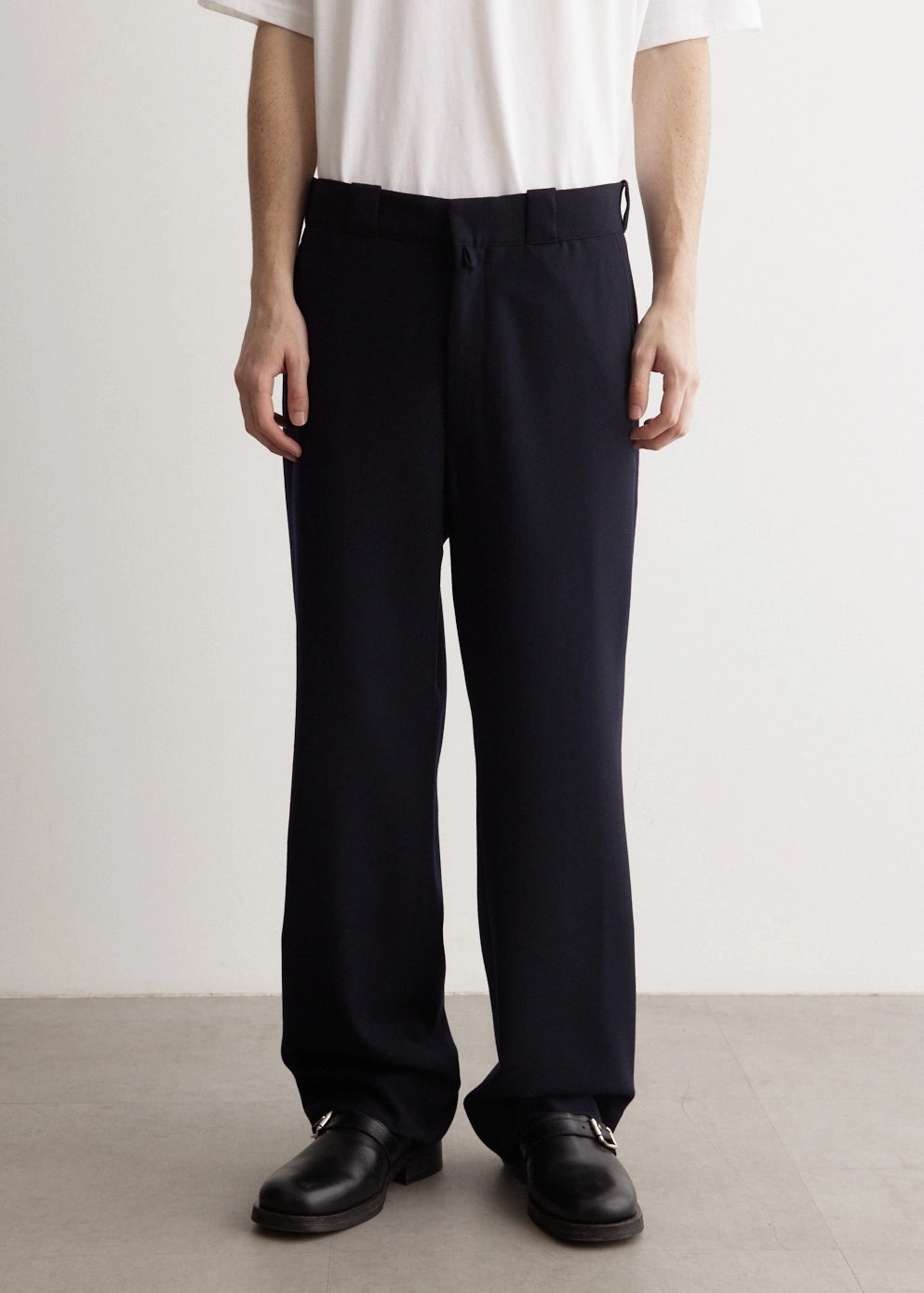 StretchWaistband Slim Silhouette Wool Serge Pants