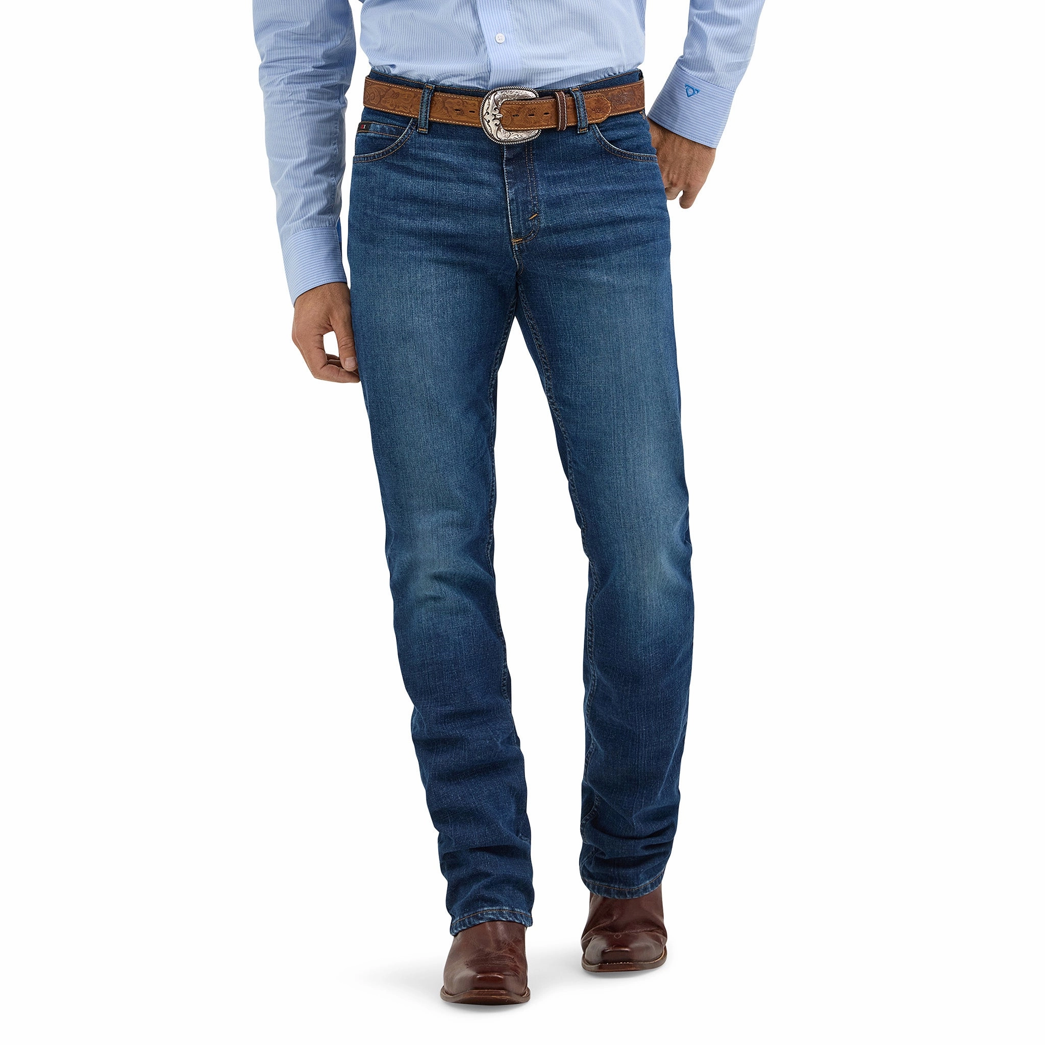 Relaxed Comfort Style Focus Wrangler Cody Johnson Men's Moonlight Slim Fit Straight Jeans