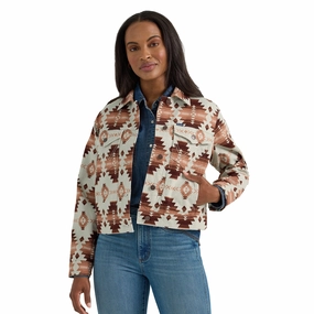Wrangler Cream and Rust Aztec Crop Jacket Sun Protective Fabric