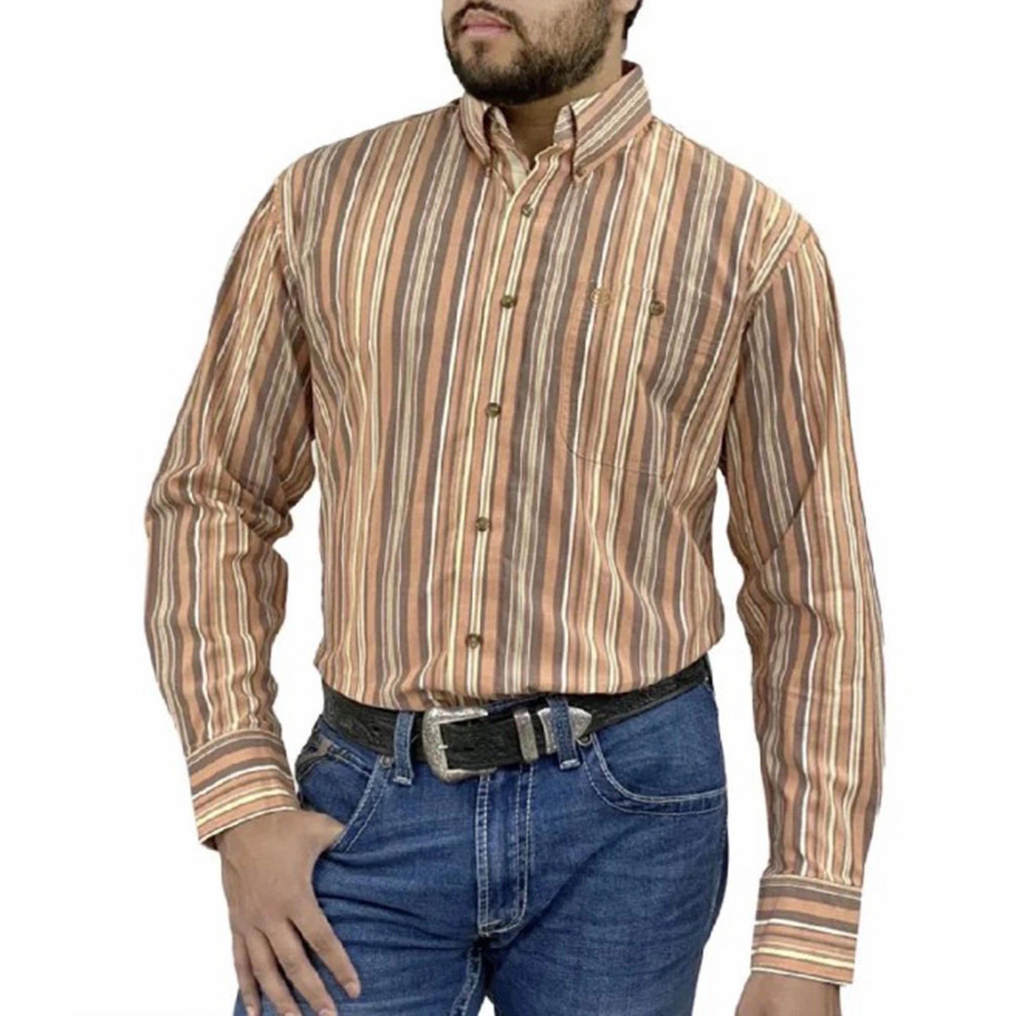Wrangler George Strait Collection Multi Stripe Button Down Tailored Silhouette