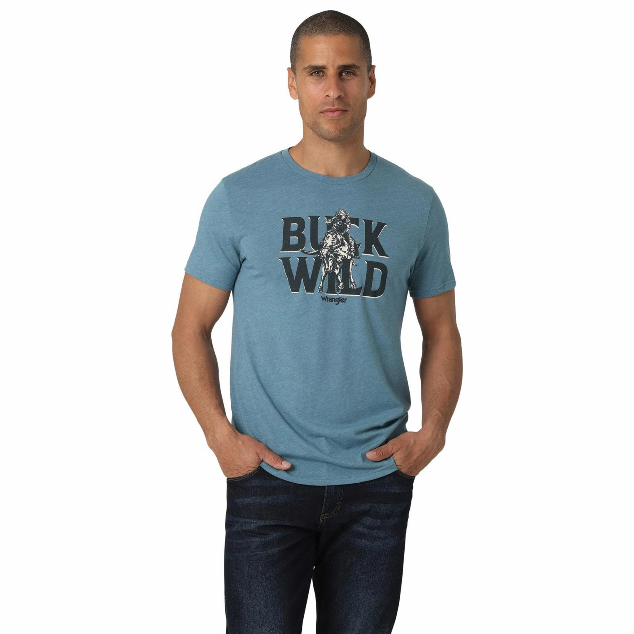Wrangler Light Blue Buck Wild Tee Summer Camp