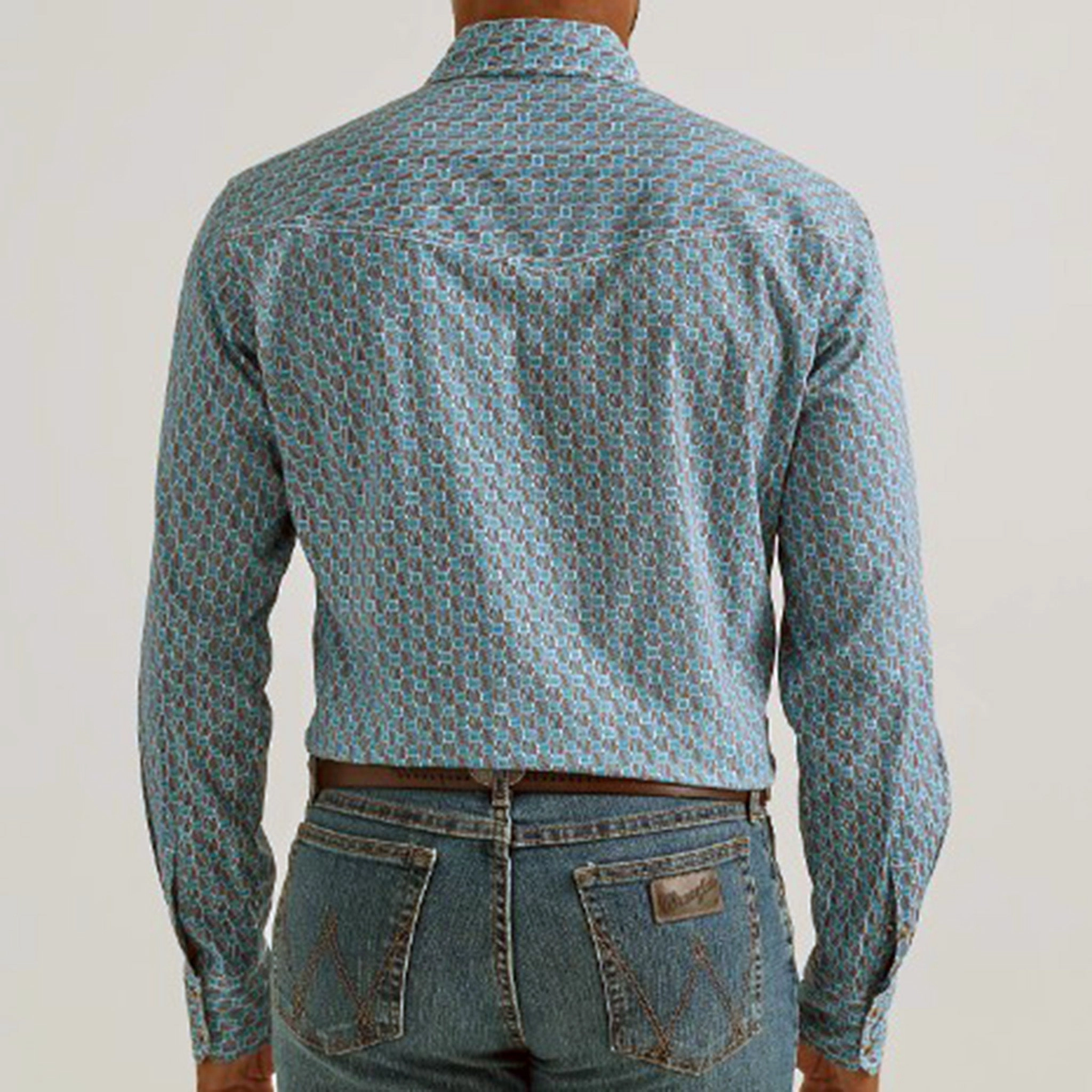 hypoallergenic material Wrangler Men's 20X Competition Teal/Brown Shirt