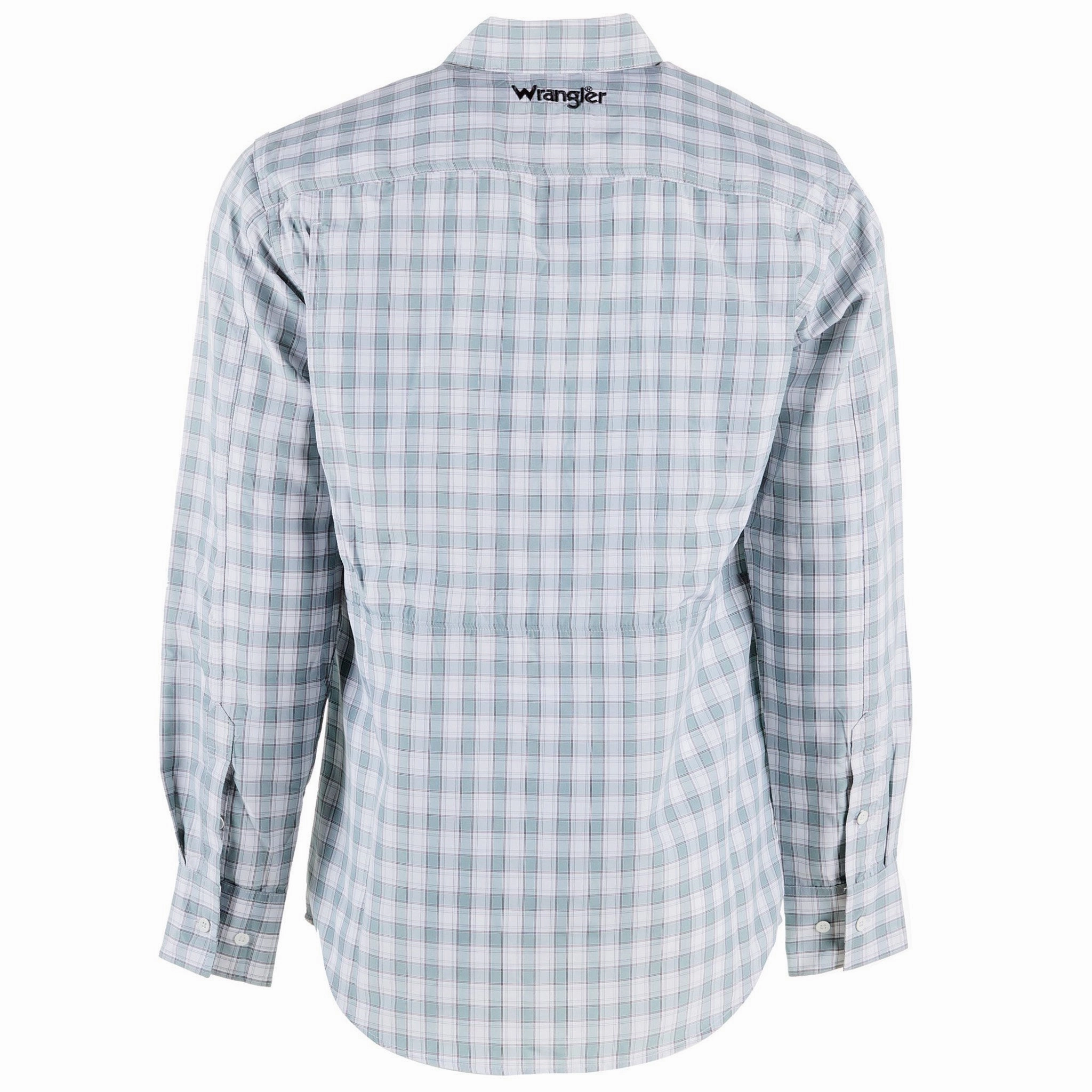 Wrangler Men's Blue and White Checkered Long Sleeve Shirt Casual Sophistication Casual Elegance