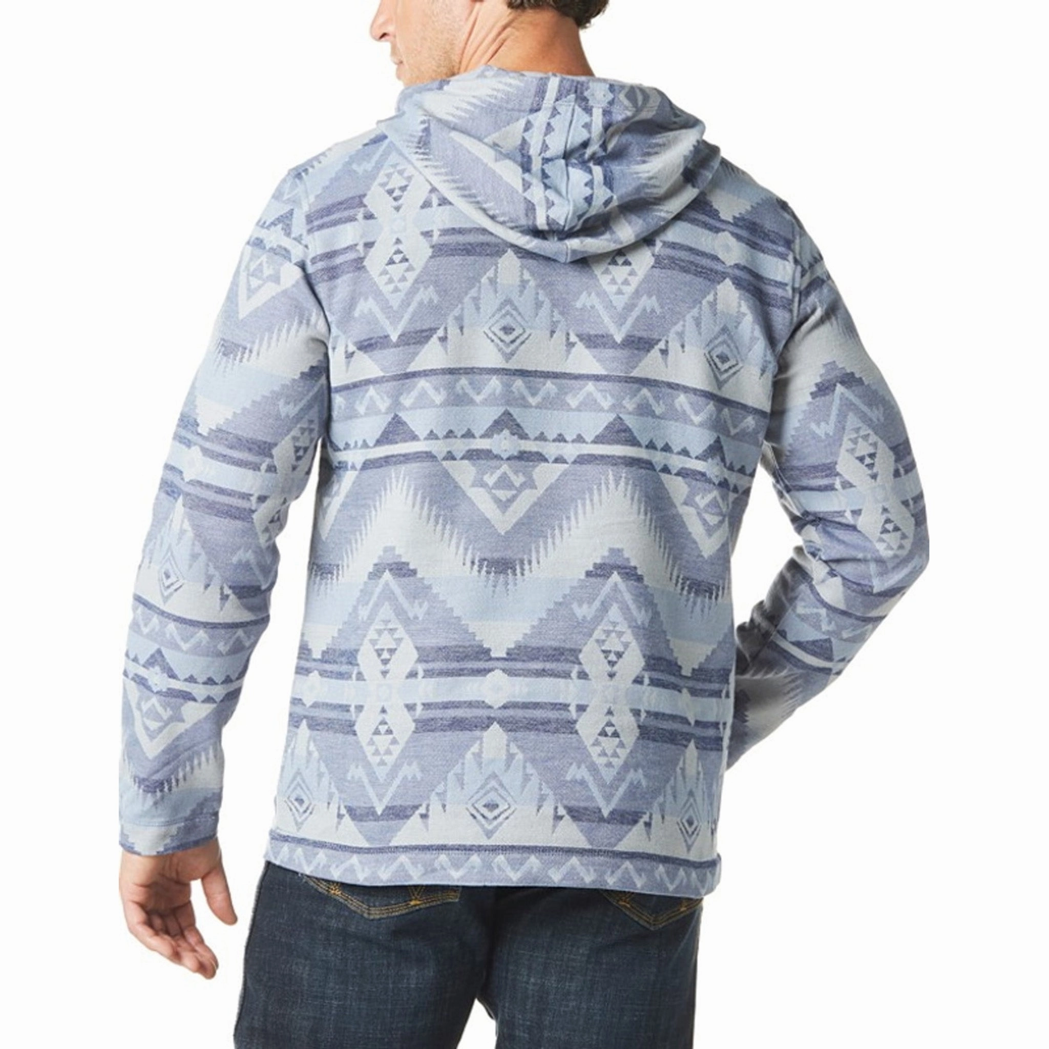 Reinforced Shoulders Compression Storage Wrangler Men's Blue Aztec 1/4 Zip Pullover
